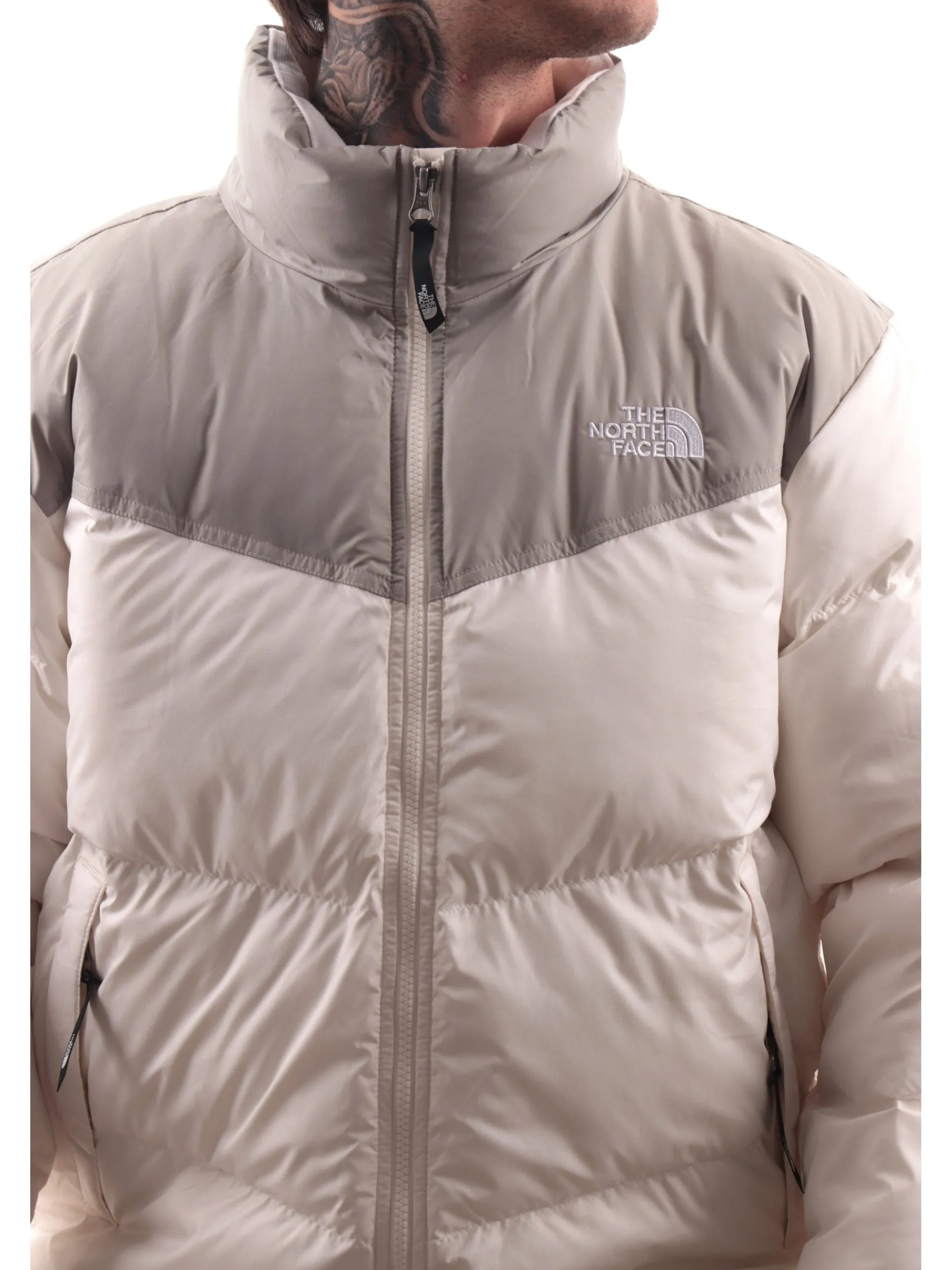 THE NORTH FACE Giubbini*Giubbino Saikuru bianco e grigio da uomo logo ricamato NF0A853I