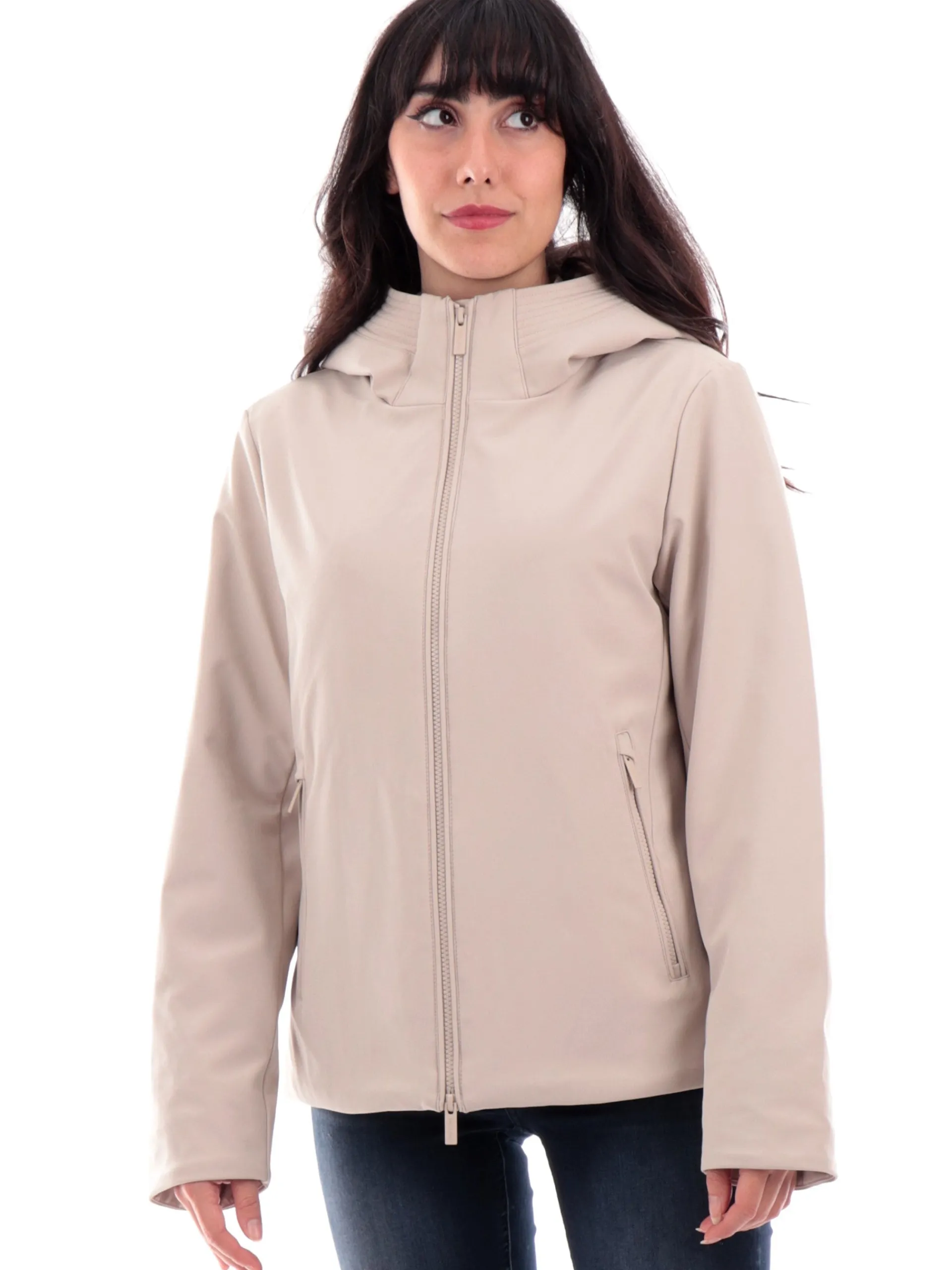 WOOLRICH Giubbini*Giubbino beige da donna Firth Down full zip con cappuccio 1016FRUT3496