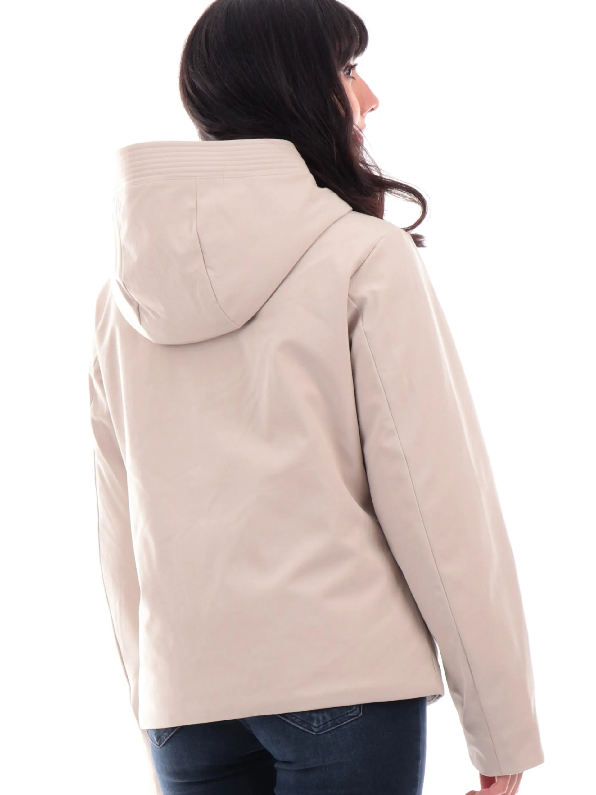 WOOLRICH Giubbini*Giubbino beige da donna Firth Down full zip con cappuccio 1016FRUT3496