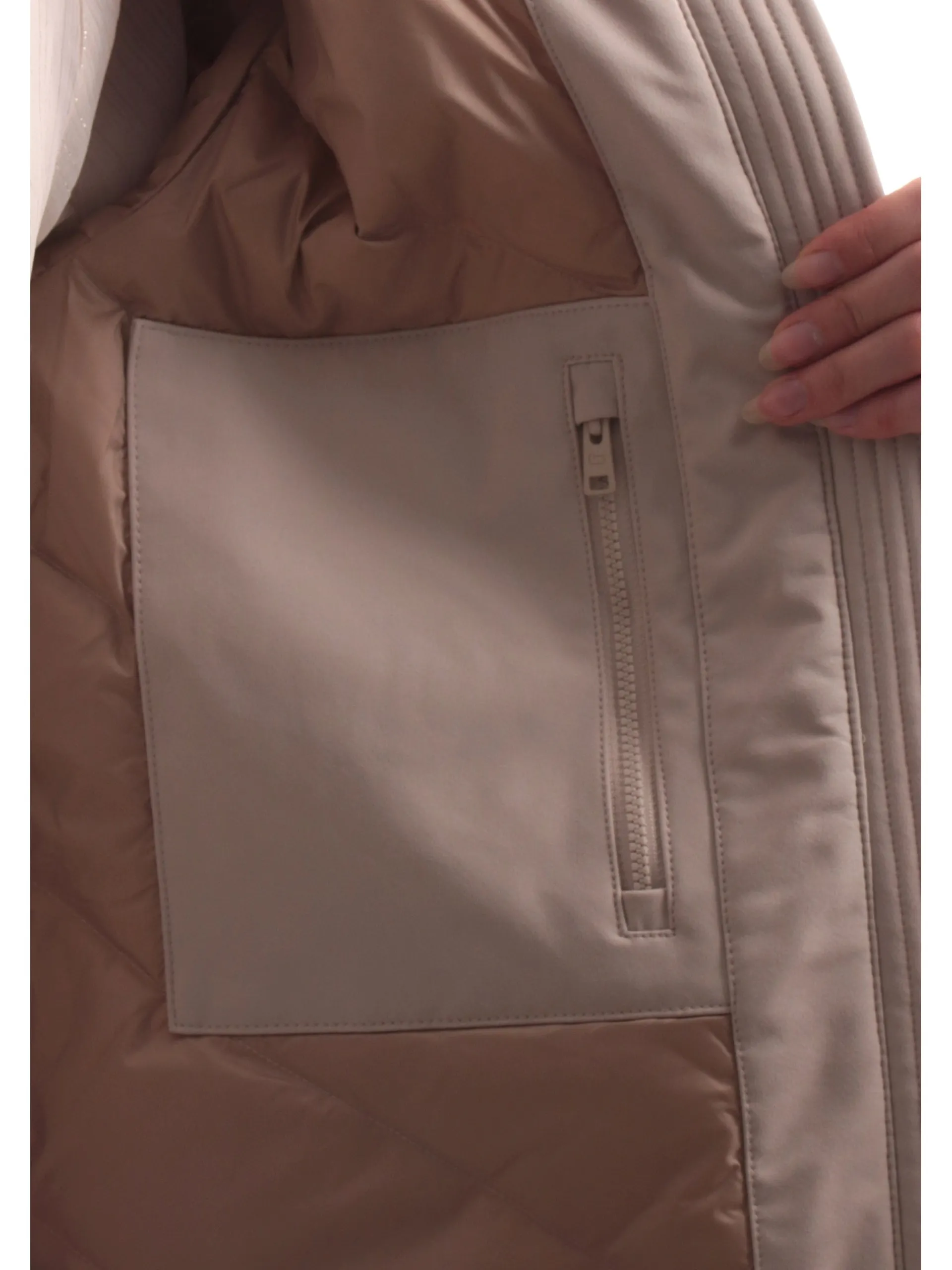 WOOLRICH Giubbini*Giubbino beige da donna Firth Down full zip con cappuccio 1016FRUT3496