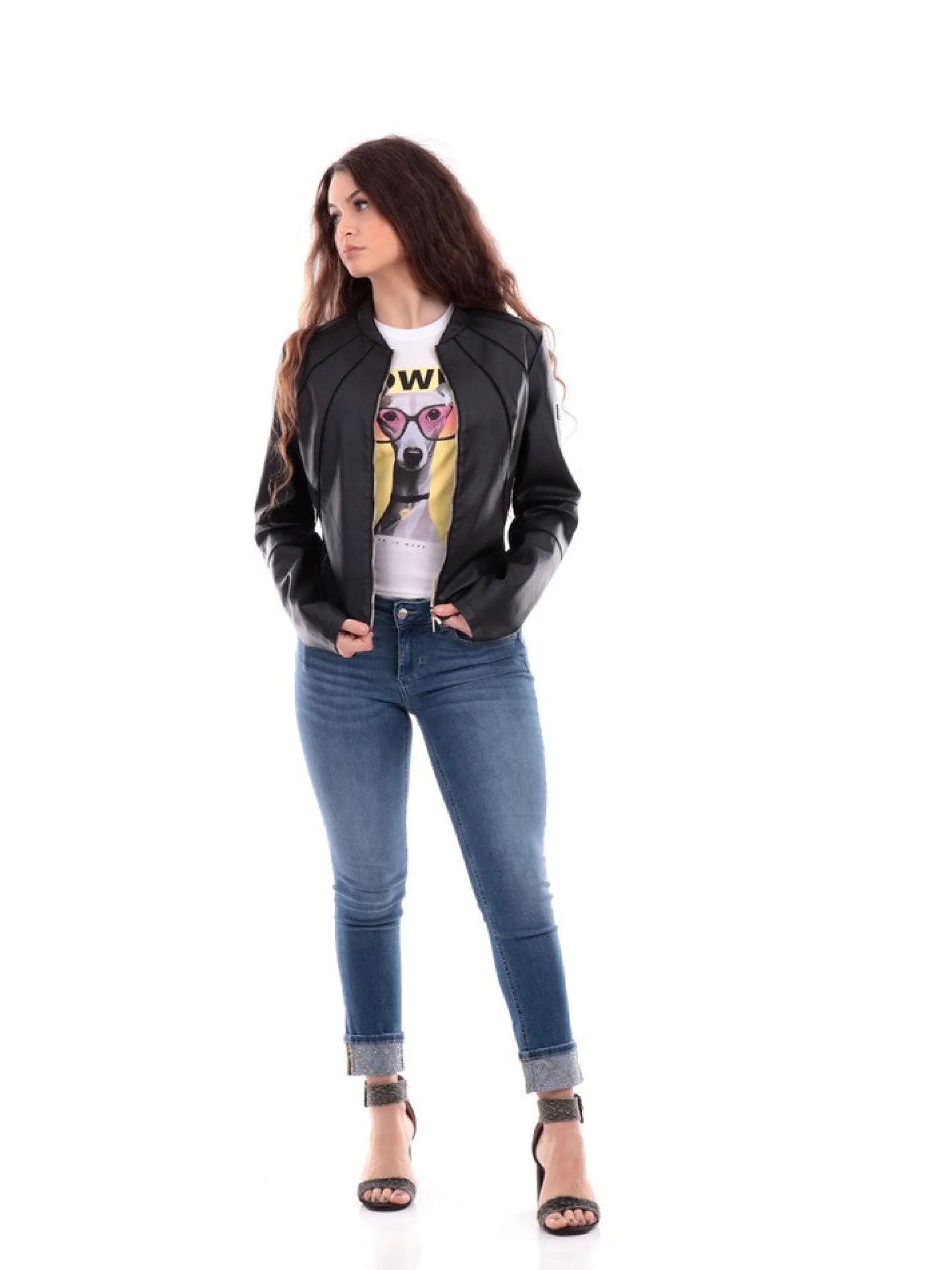 YES ZEE Giubbini*Giubbino nero da donna J405 G100