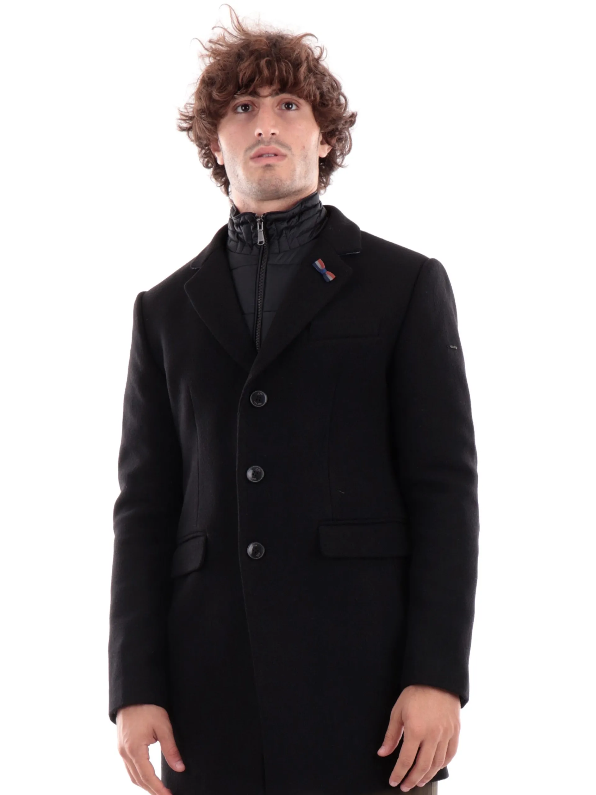YES ZEE Cappotti*Giubbotto nero da uomo con finto Gilet O816KK00