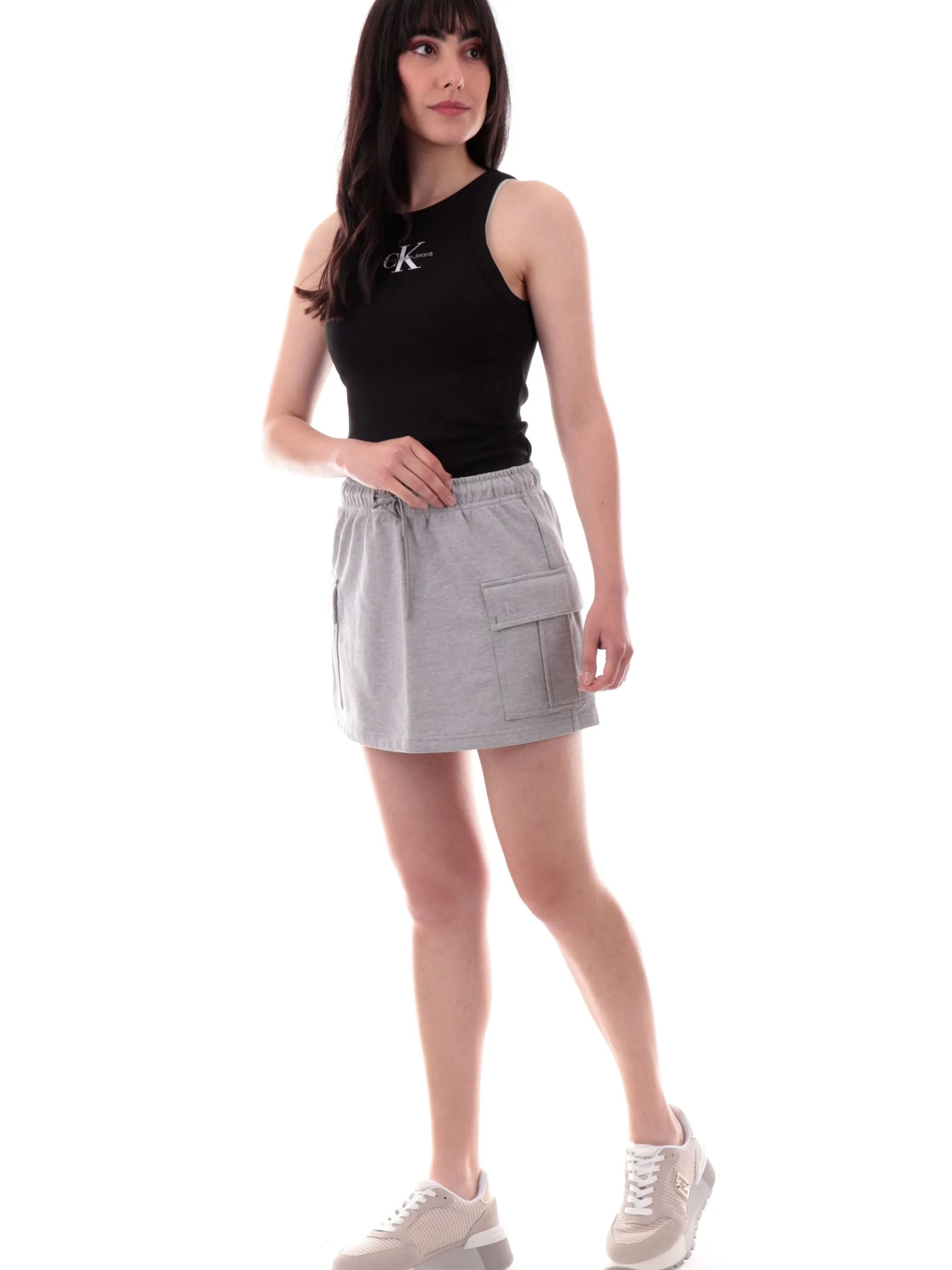 CALVIN KLEIN Gonne*Gonna grigia da donna con tasconi cargo LV047B268G