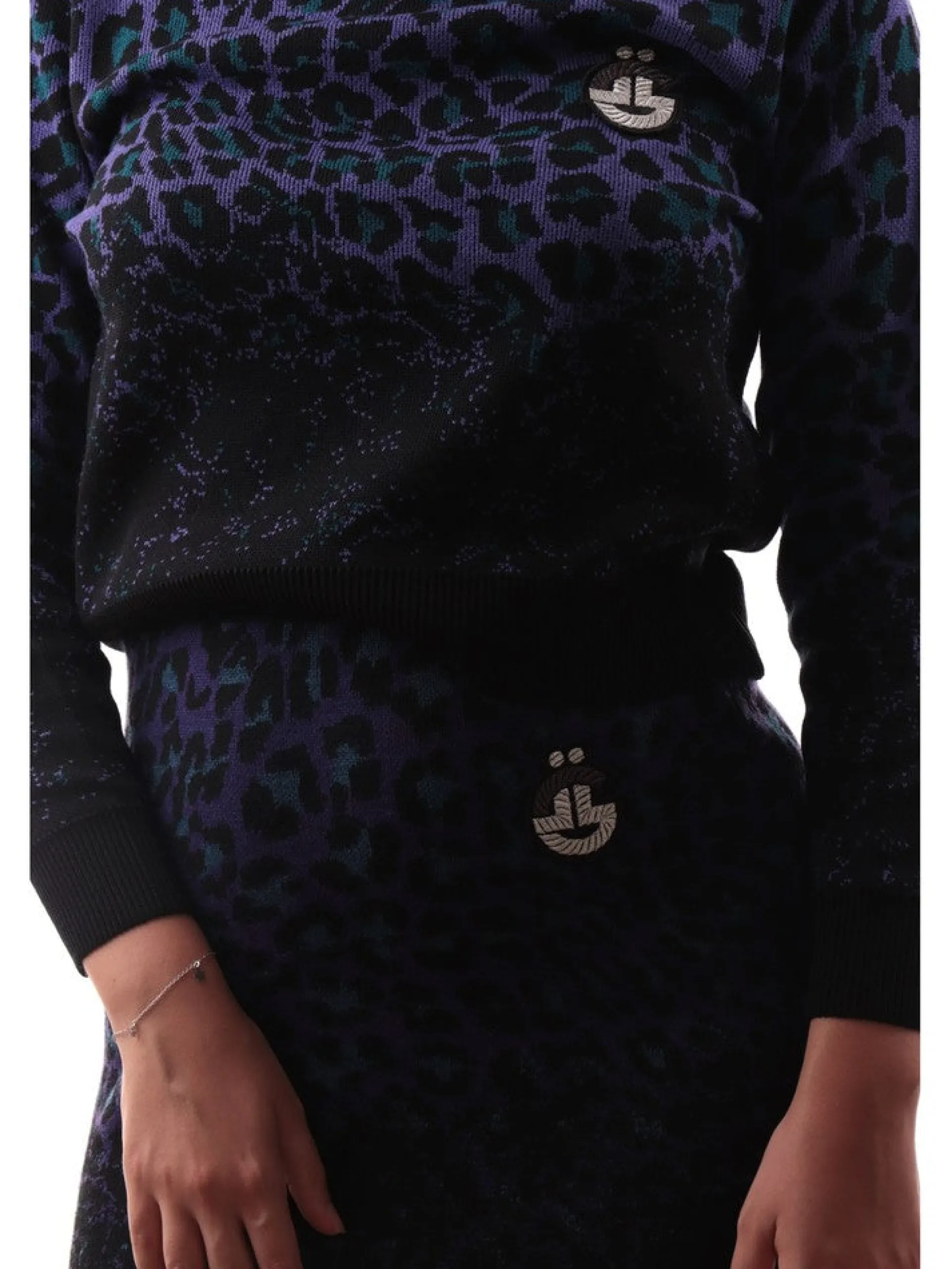 GAELLE Gonne*Gonna in Maglia Donna a Fantasia Maculata Viola Verde e Nera GBDP14294