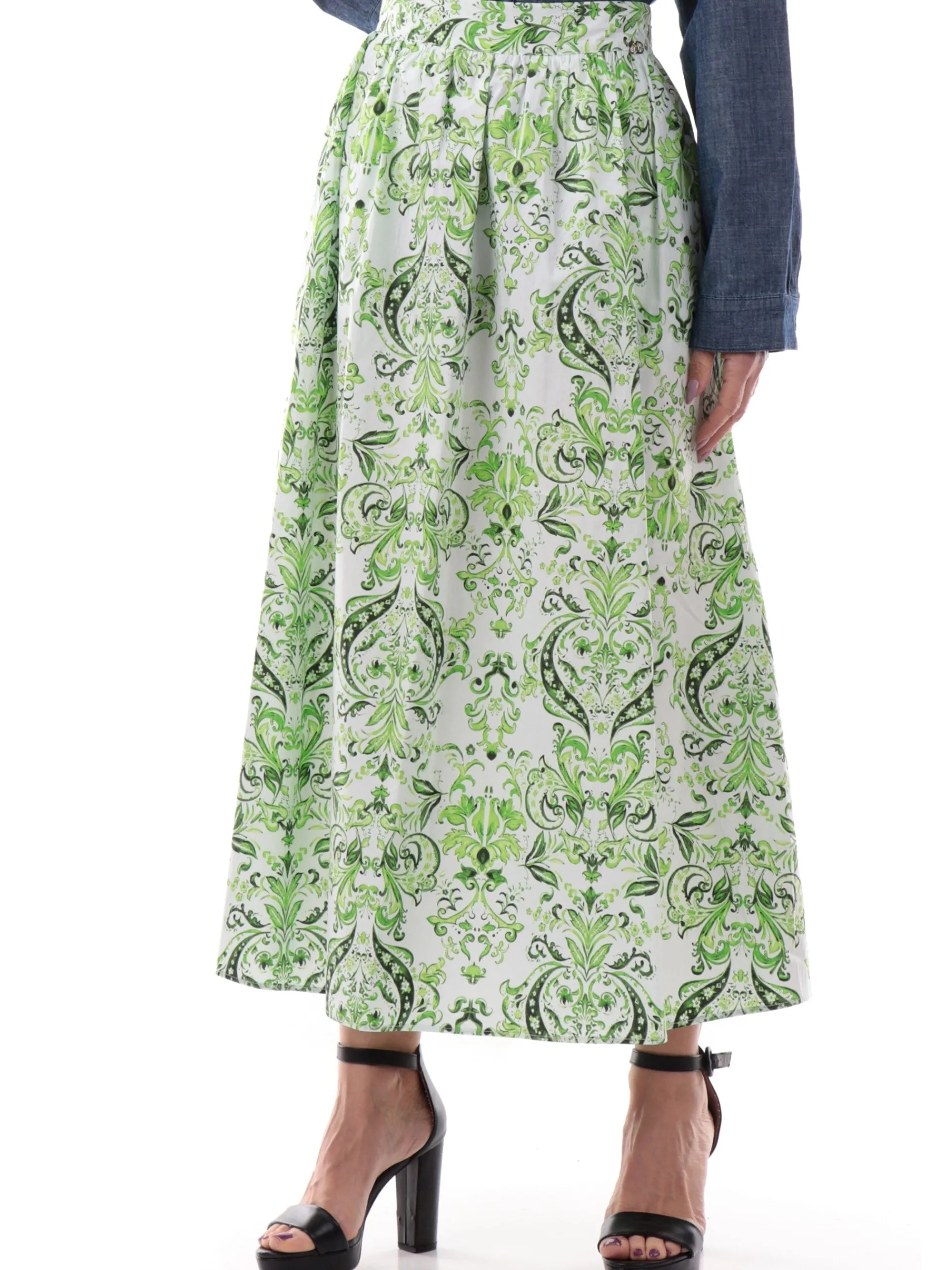 LIU JO MILANO Gonne*Gonna Liu Jo verde floreale da donna lunga svasata WA5173T4853