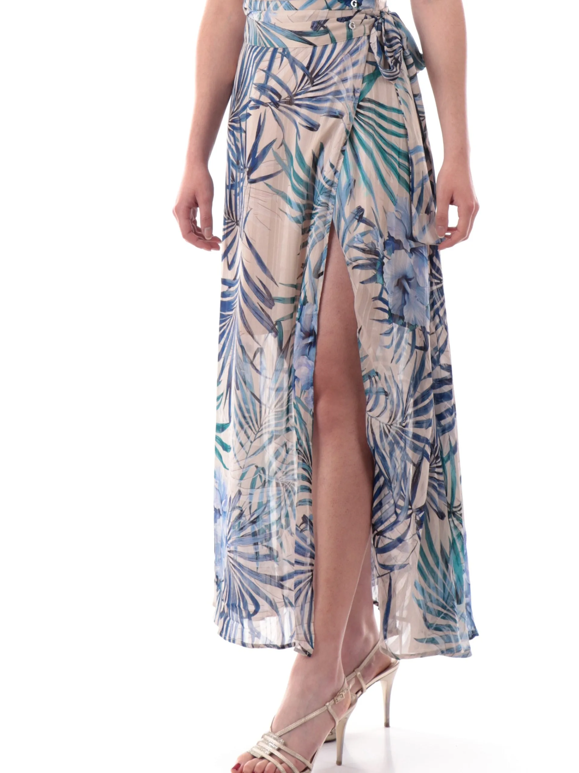 GUESS Gonne*Gonna Lunga beige e blu da donna a portafoglio New Romana W5GD66WH9Z2P7VM