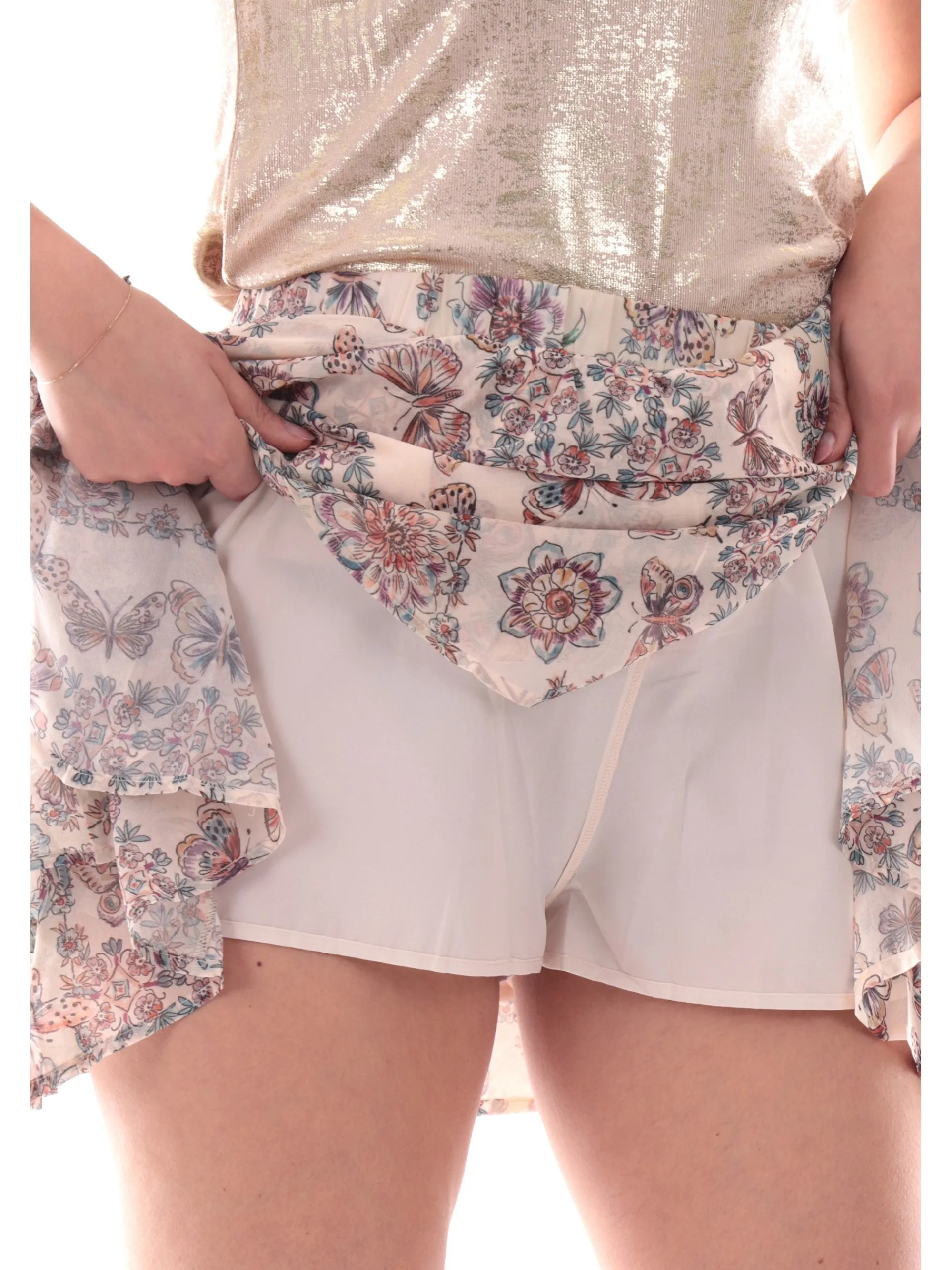 MOLLYBRACKEN Gonne*Gonna Molly Bracken beige fantasia floreale da donna svasata P1812DE