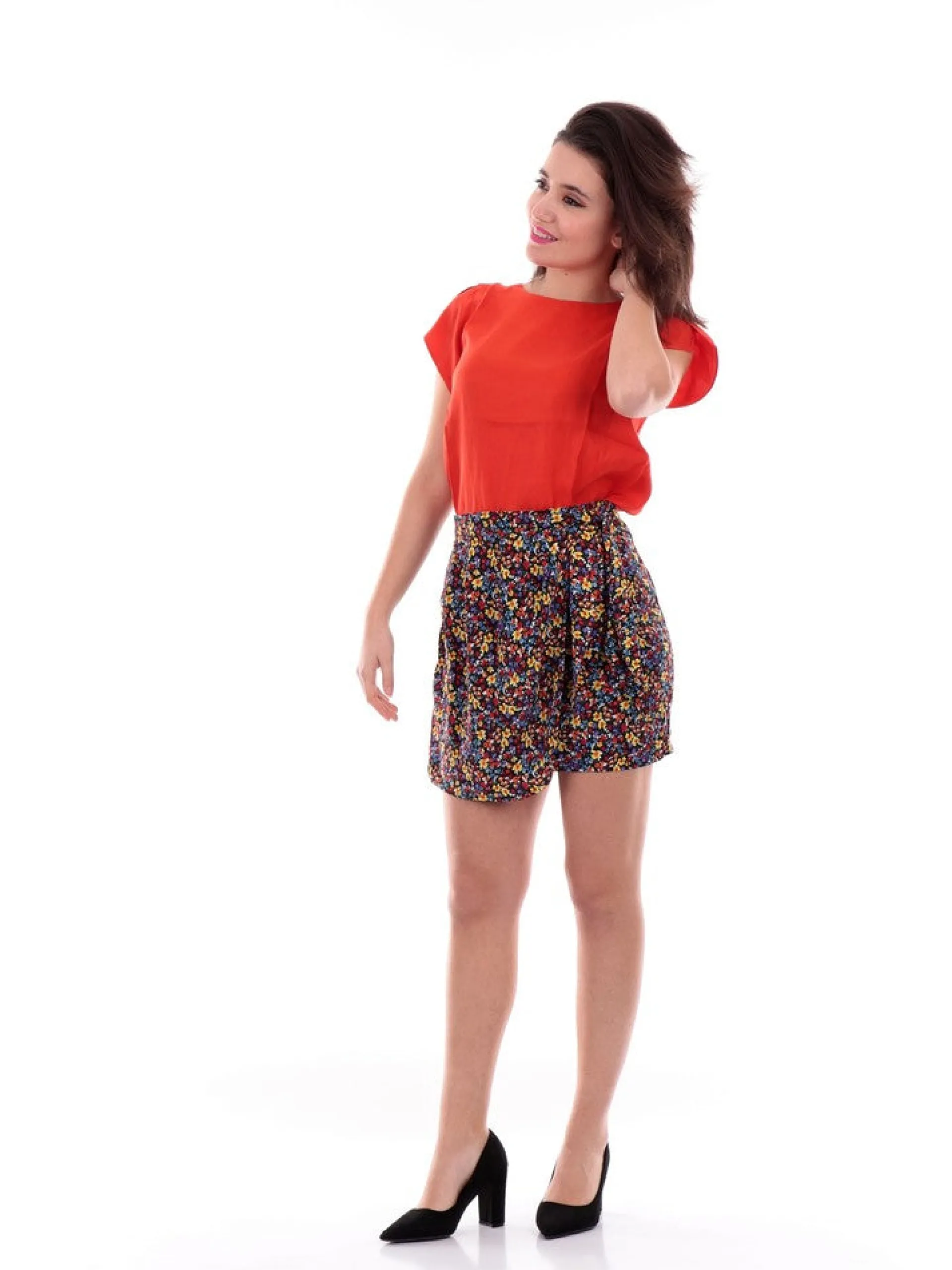 MOLLYBRACKEN Gonne*Gonna Molly bracken nera da Donna a fantasia floreale
