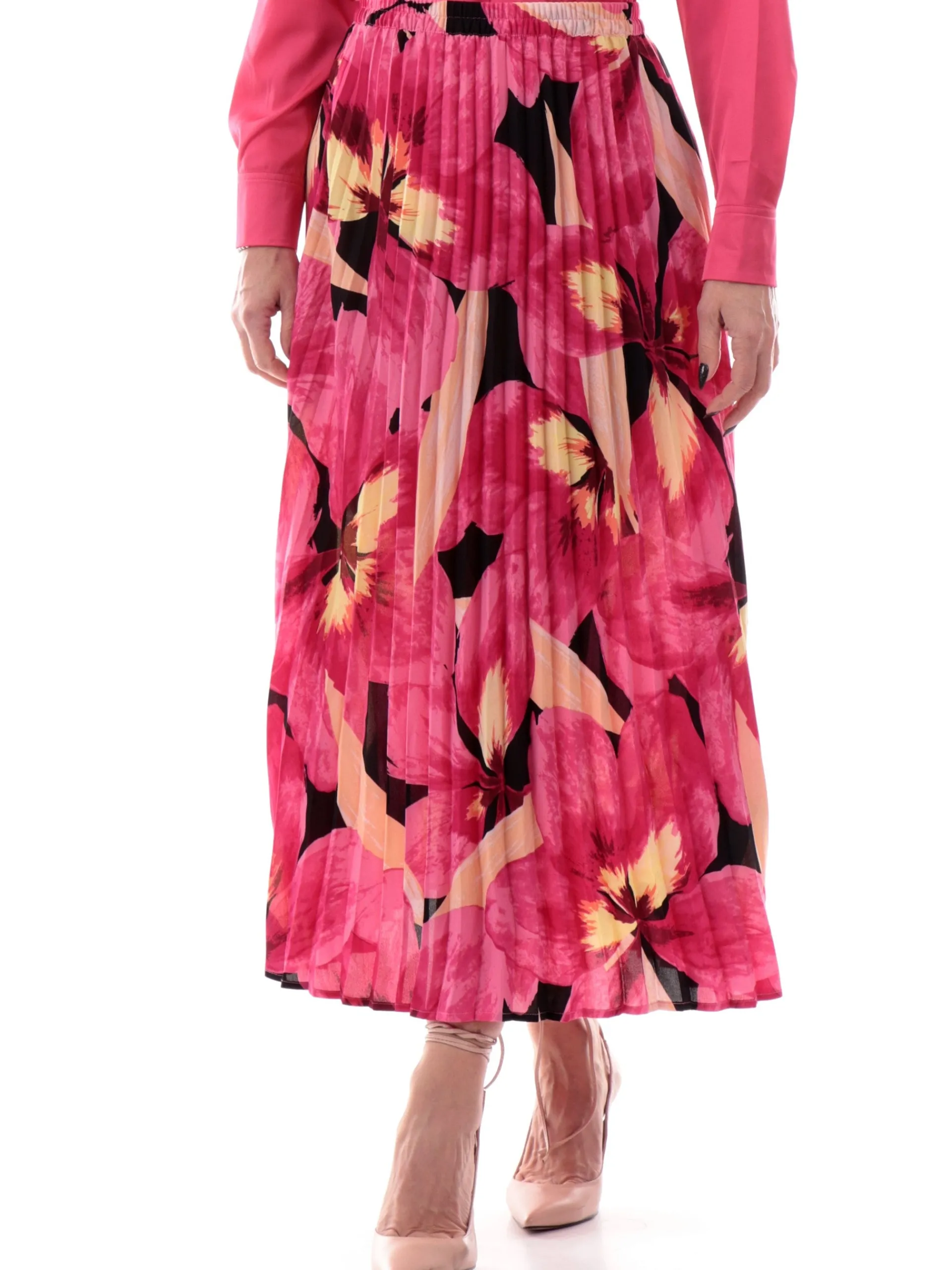 ONLY Gonne*Gonna plisse rosa da donna svasata fantasia foulard 15222539
