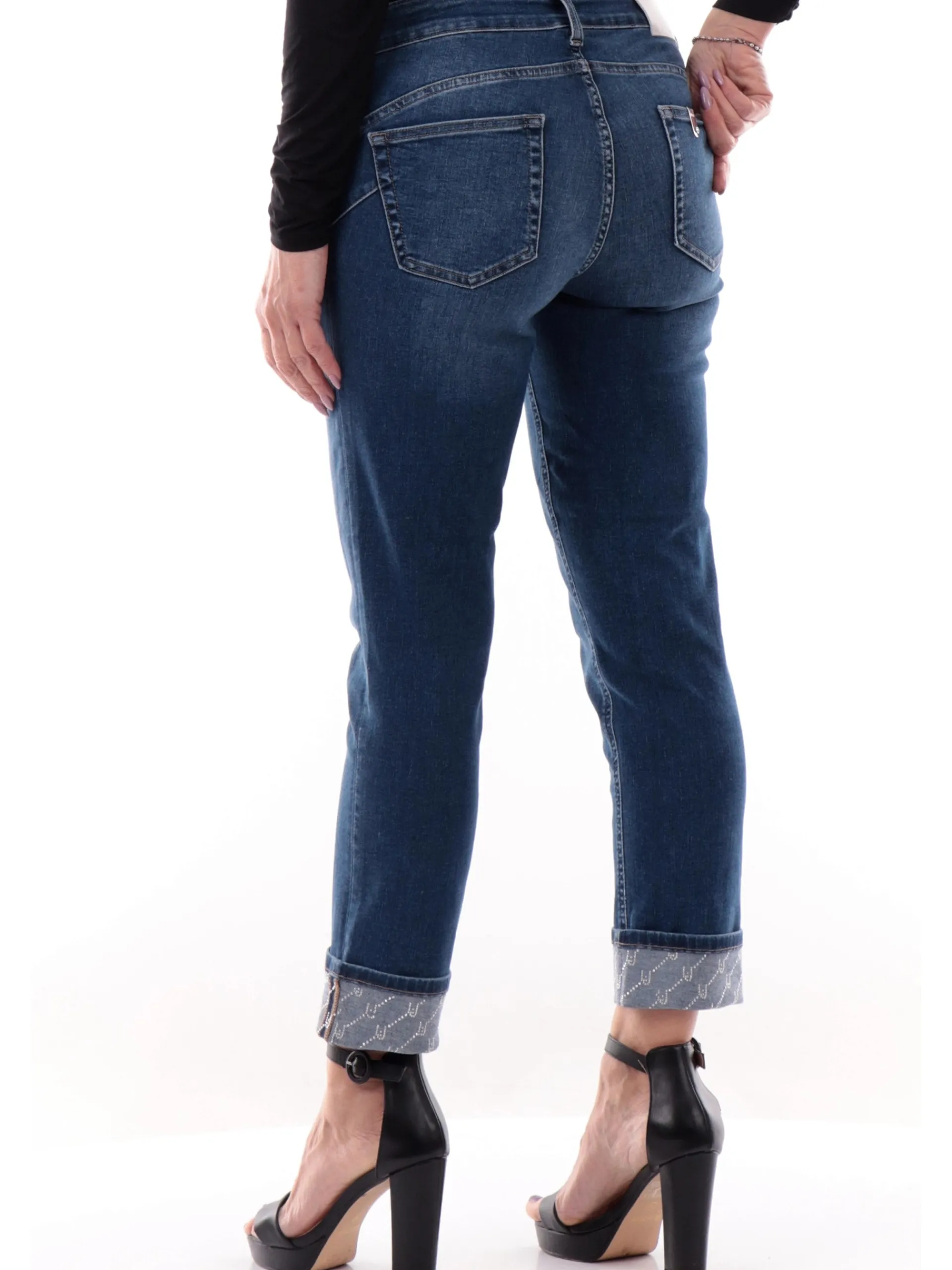 LIU JO MILANO Jeans*Jeans Liu Jo da donna Monroe risvolto con strass UA5006D4615