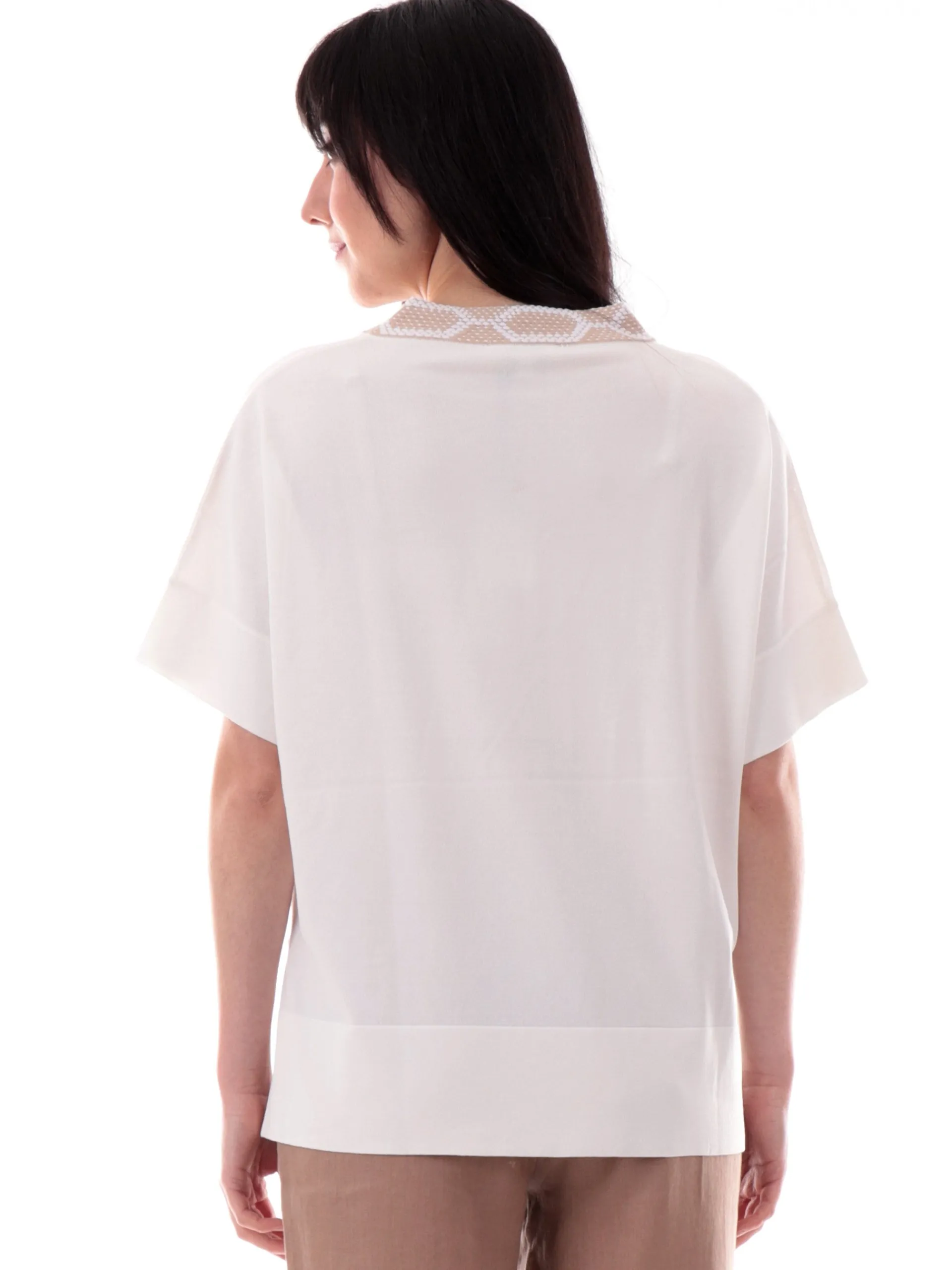 ANIS Maglie*Kimono bianco scollo a V da donna vestibilità morbida 251W1032