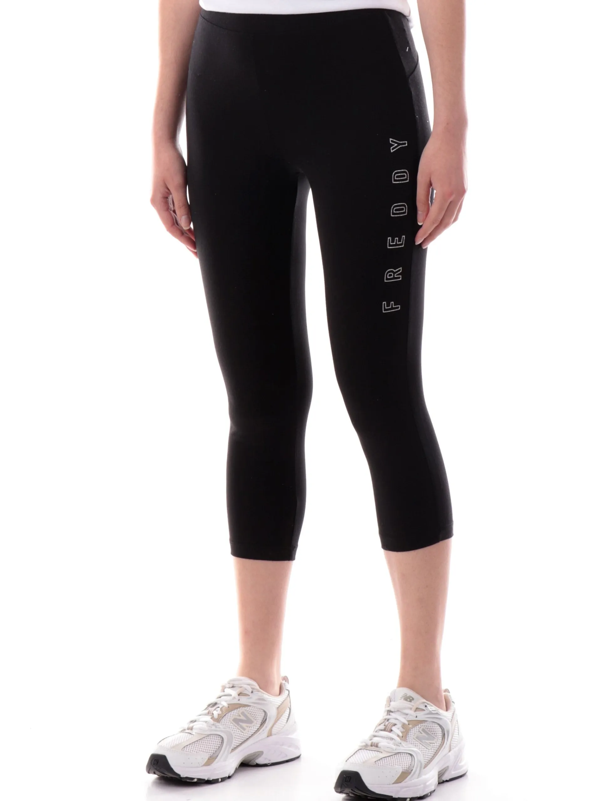 FREDDY Leggings*Leggings neri da donna corti con logo con glitter S25WCYLP2