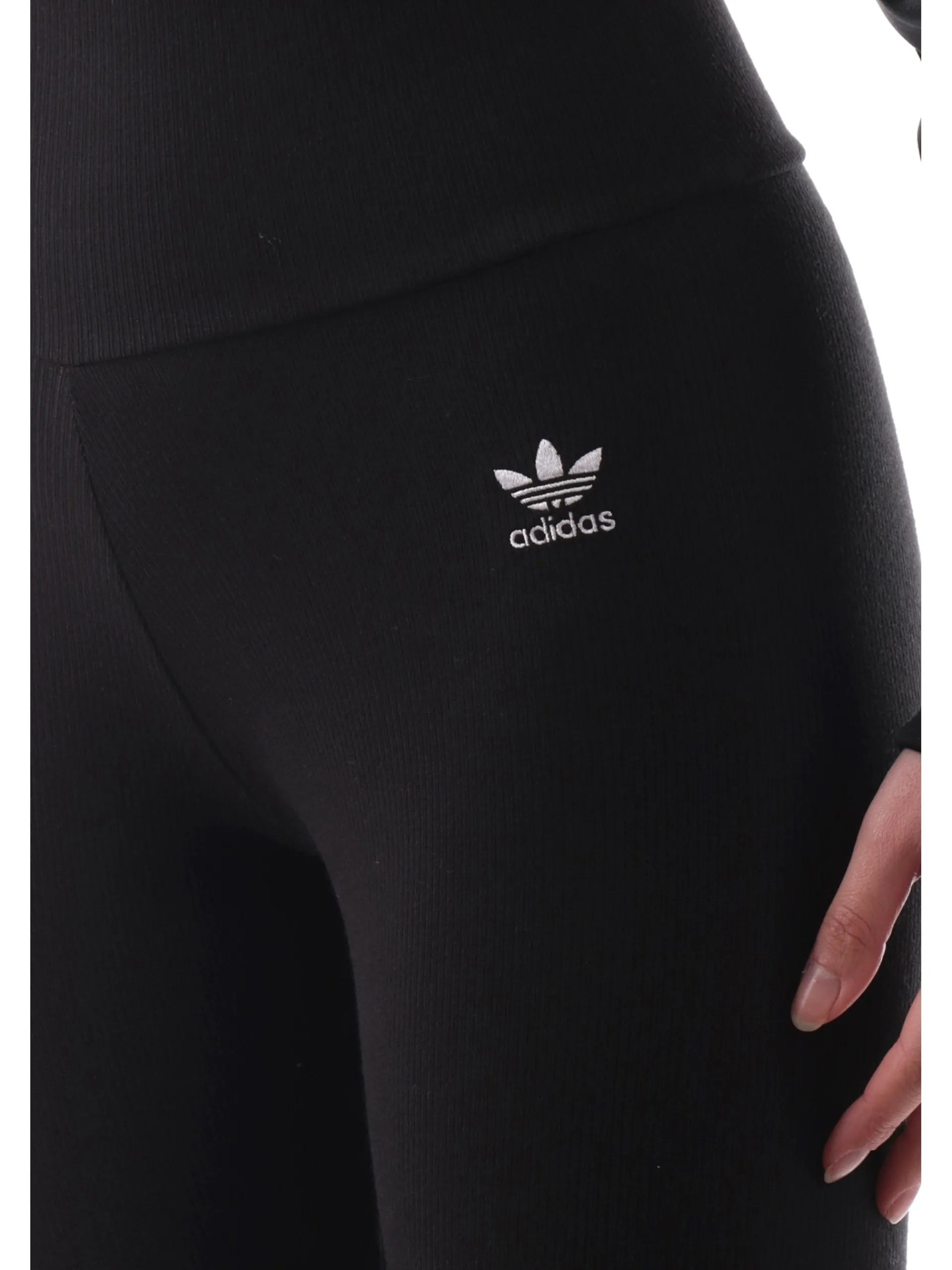 ADIDAS ORIGINALS Leggings*Leggins Adidas vita alta da donna a costine neri IY9645