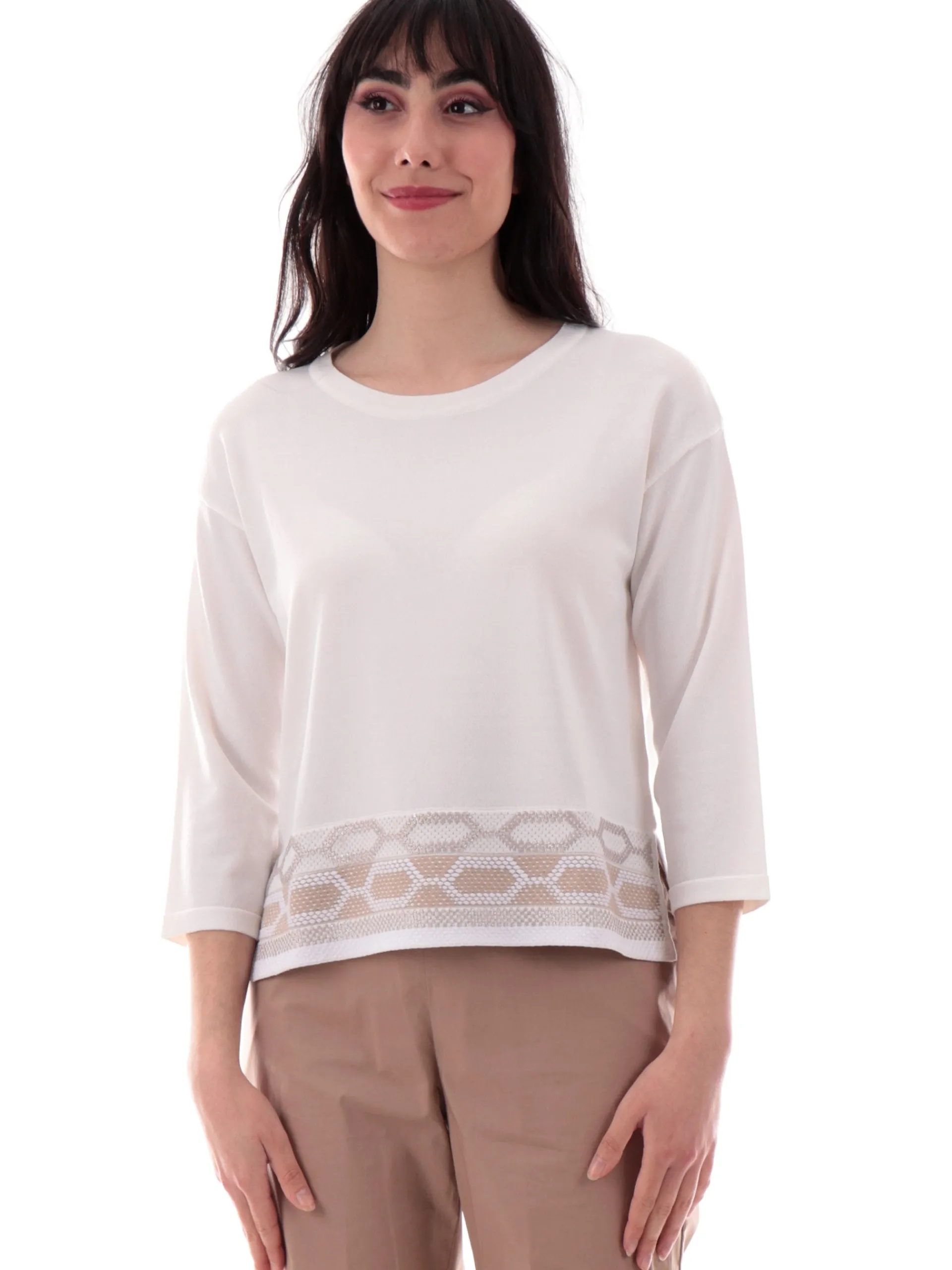 ANIS Maglie*Maglia bianca con decorazione da donna vestibilità morbida 251W1031