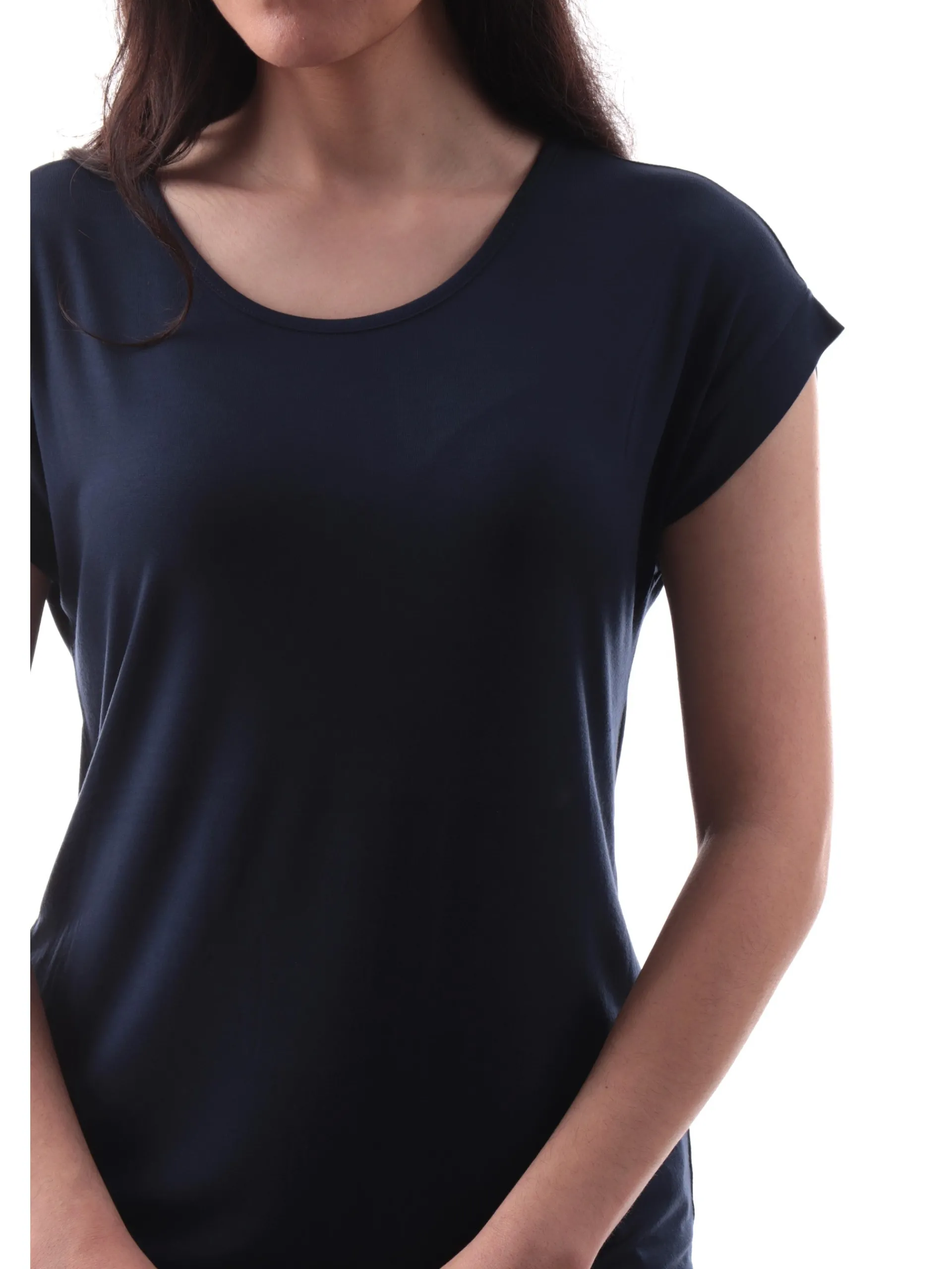 ANIS Maglie*Maglia blu maniche aletta da donna scollo a barca 251W1347