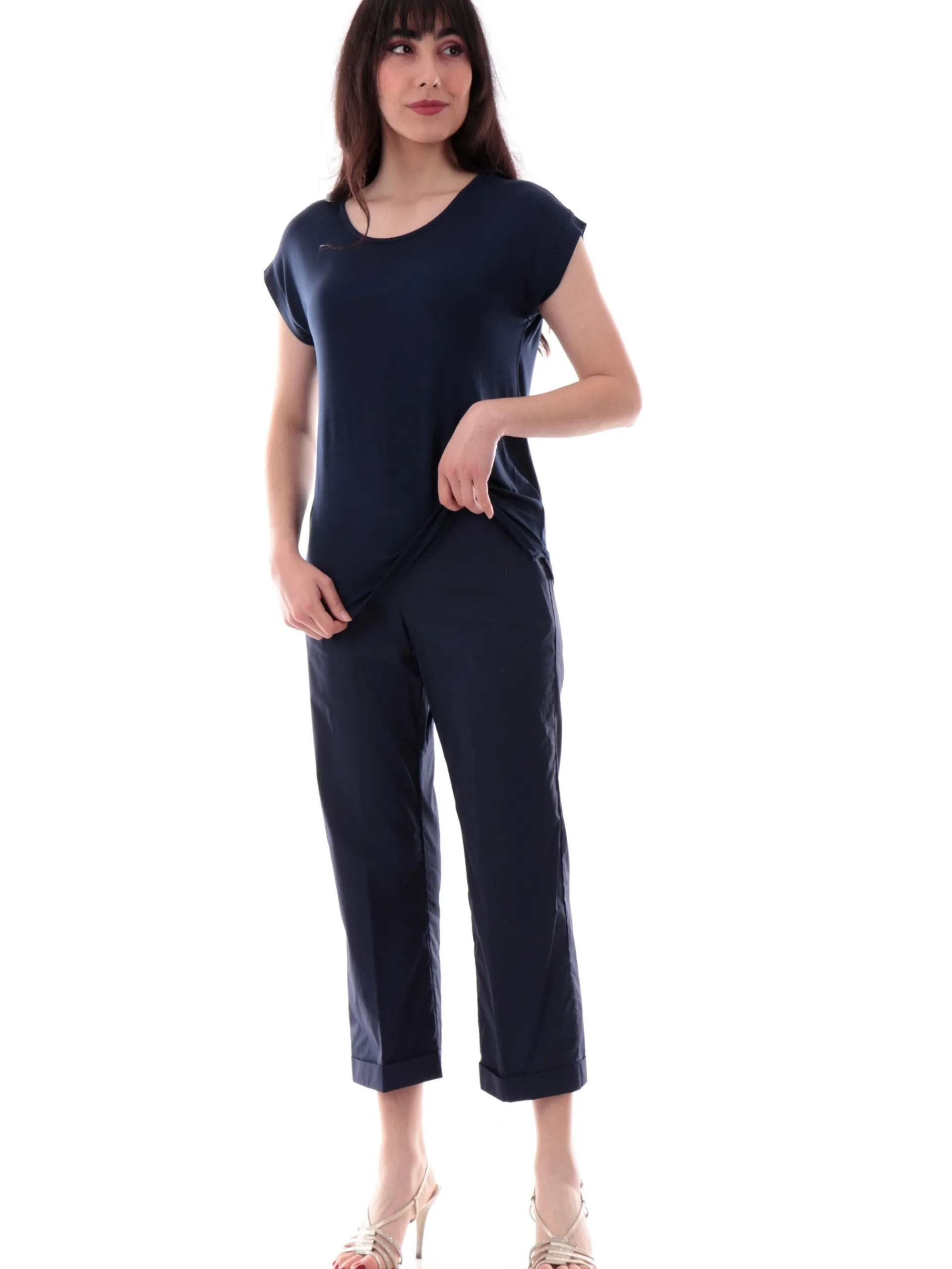 ANIS Maglie*Maglia blu maniche aletta da donna scollo a barca 251W1347