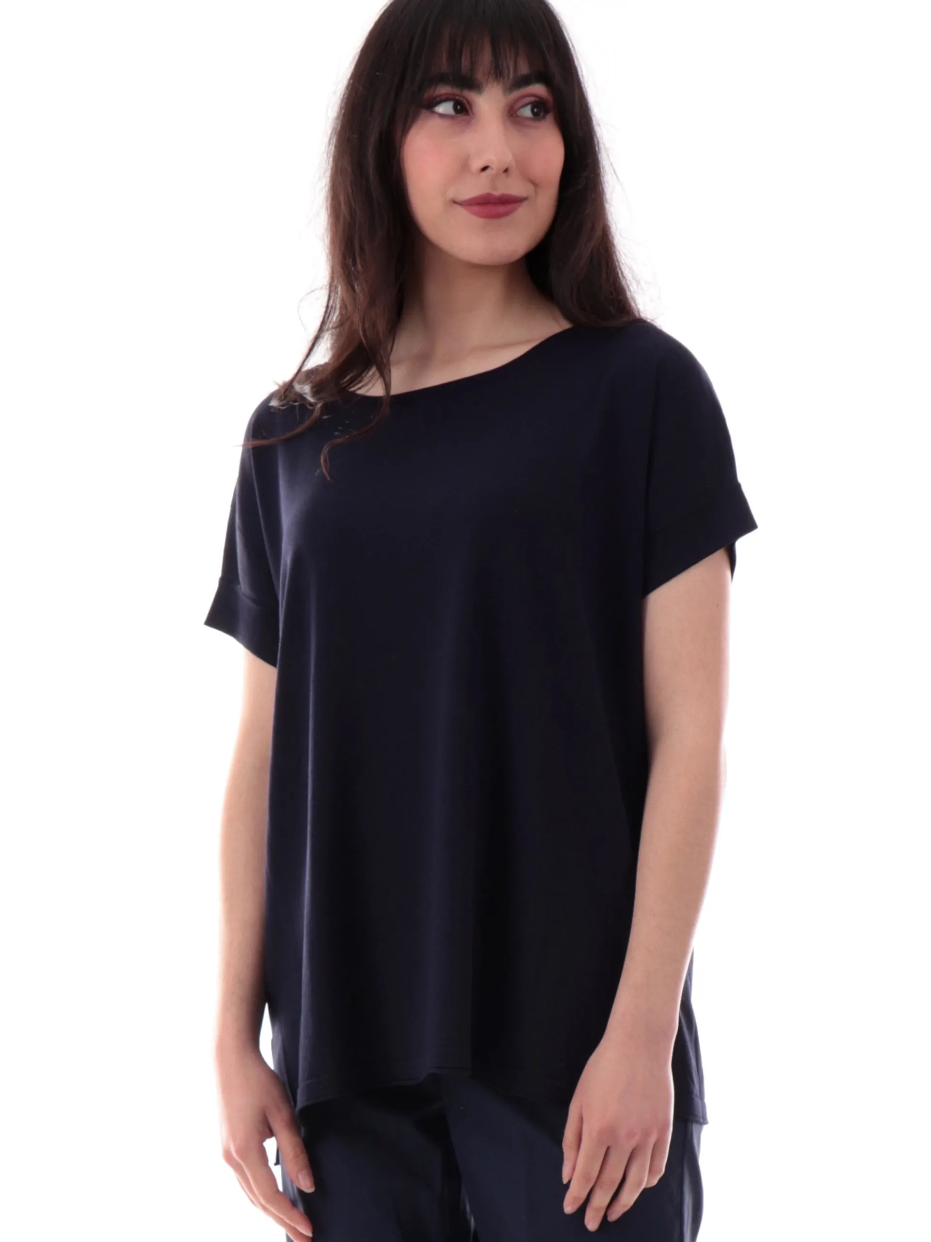 ANIS Maglie*Maglia blu scollo a barca da donna maniche kimono 251W6090