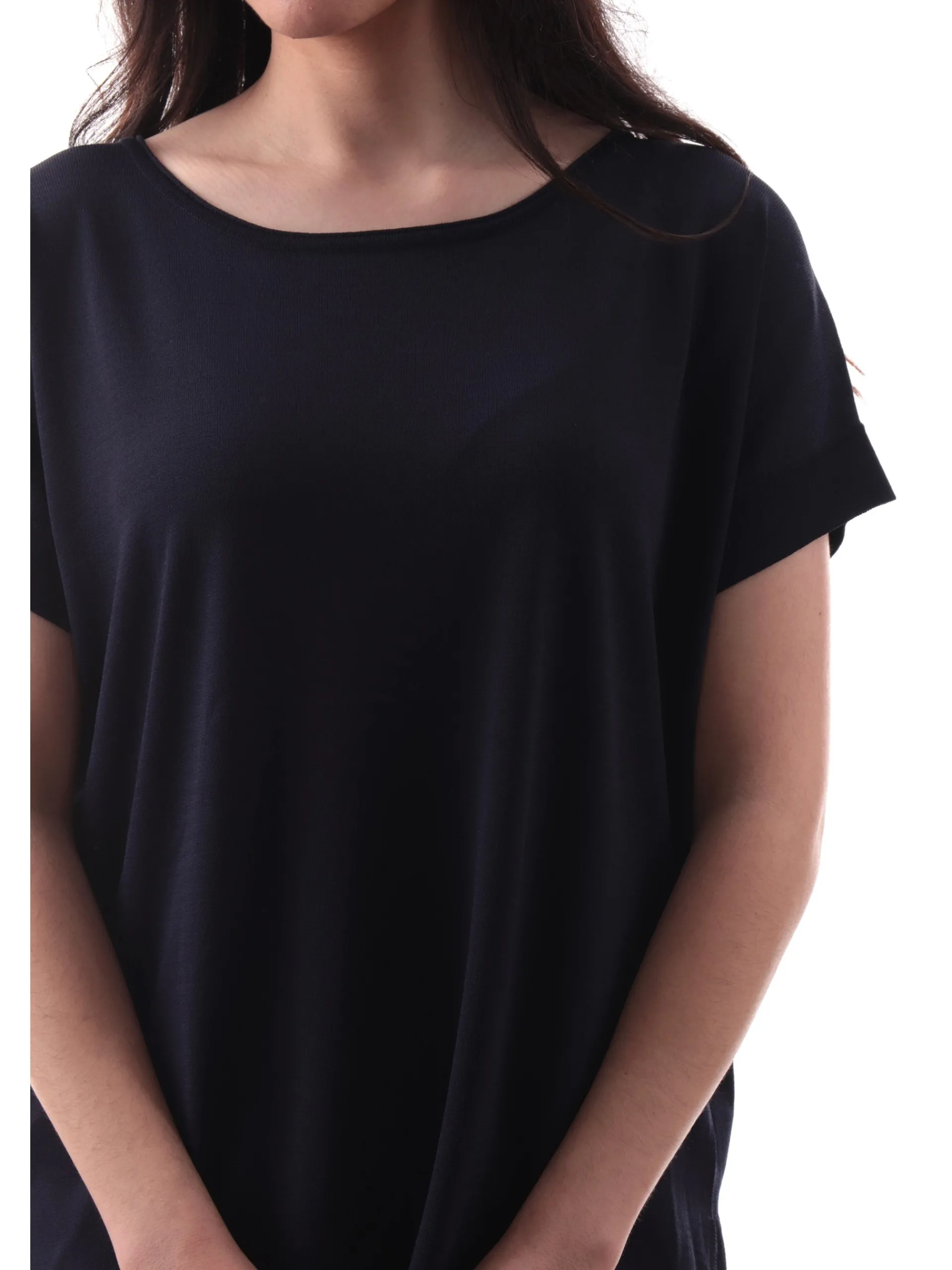 ANIS Maglie*Maglia blu scollo a barca da donna maniche kimono 251W6090