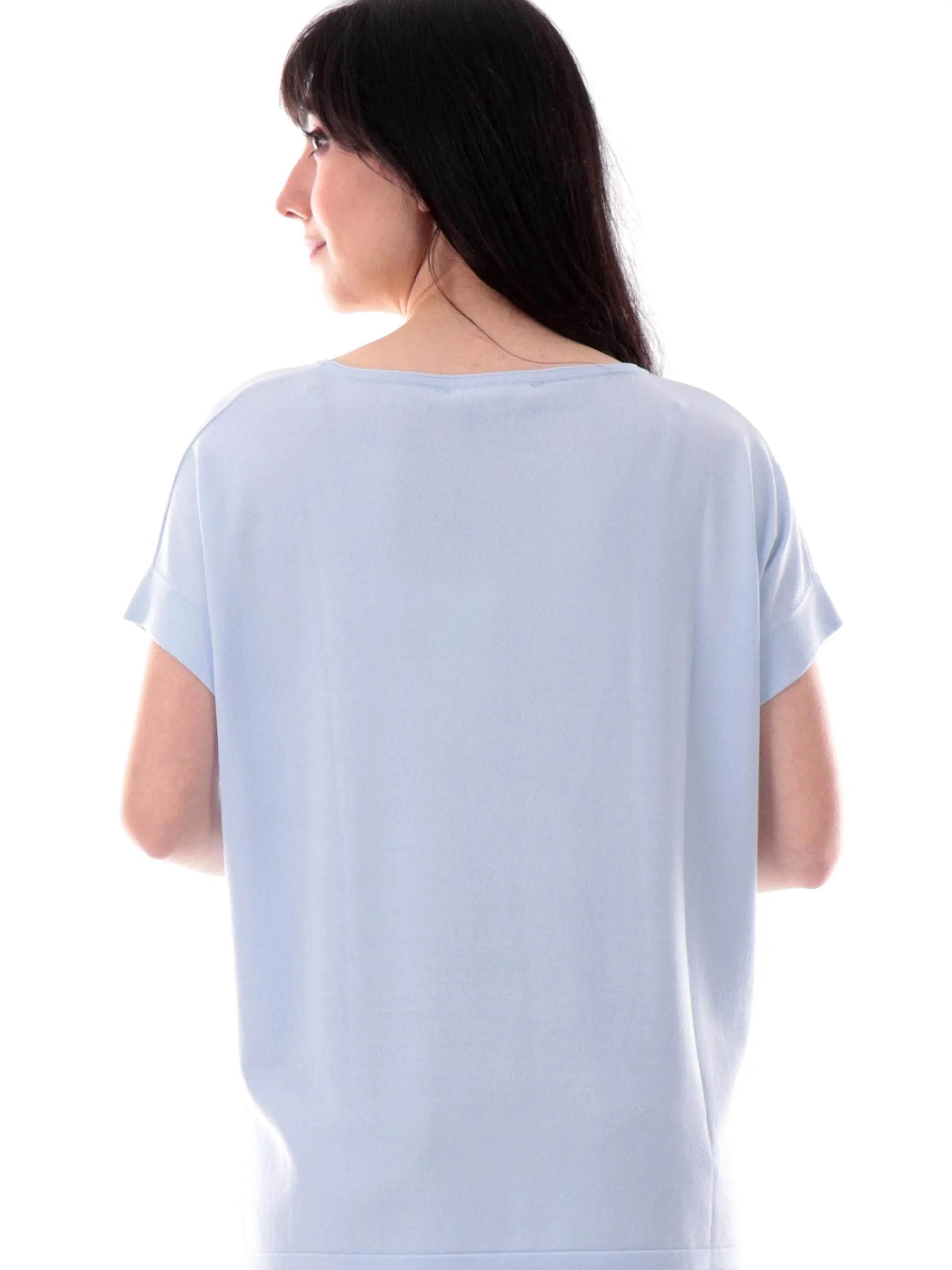 ANIS Maglie*Maglia celeste scollo a barca da donna maniche kimono 251W6090