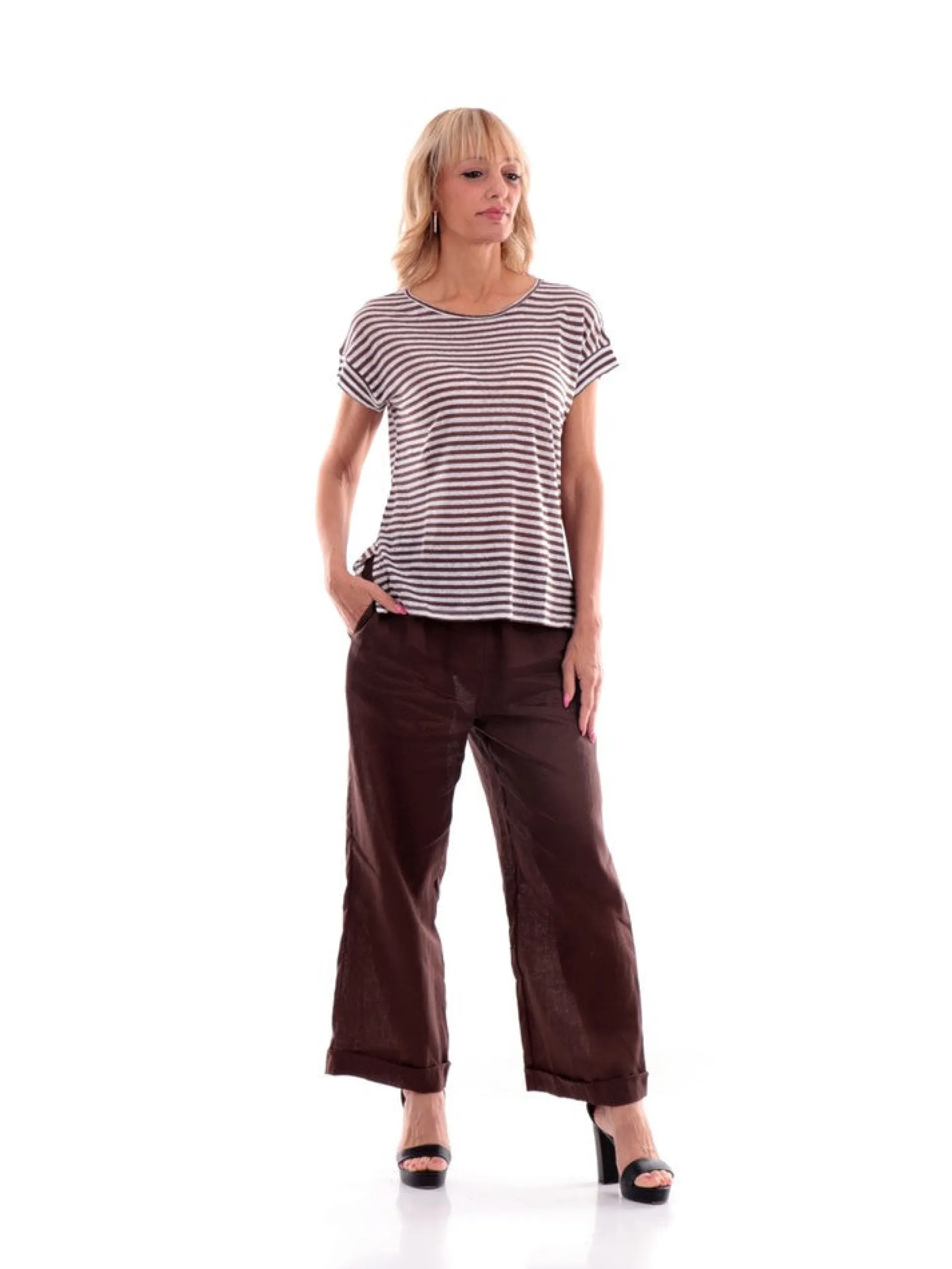 ANIS Maglie*Maglia marrone da donna a righe 2331448