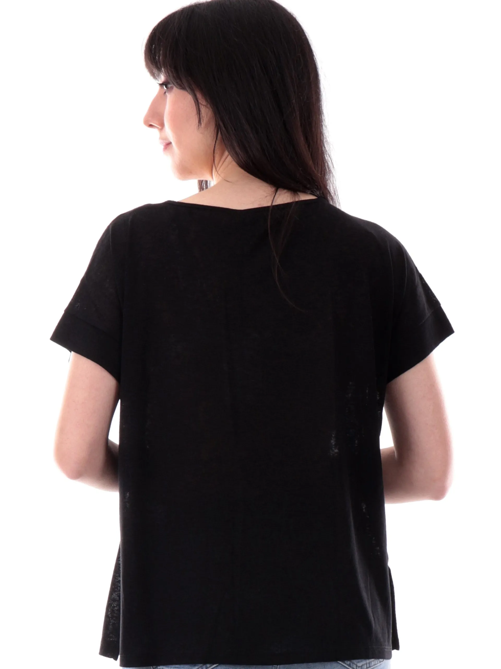 ANIS Maglie*Maglia nera collo ampio da donna maniche kimono 251C1492