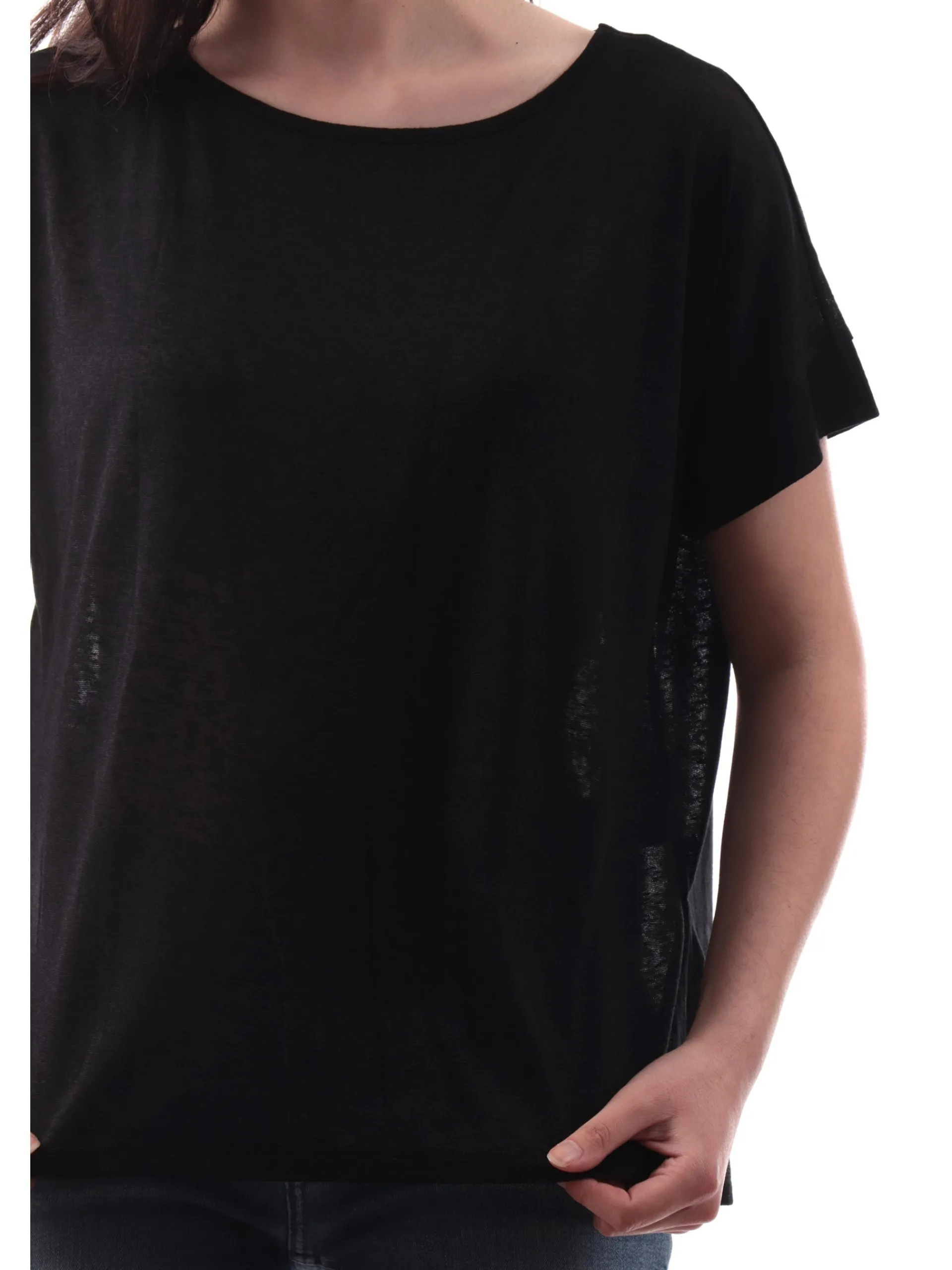 ANIS Maglie*Maglia nera collo ampio da donna maniche kimono 251C1492