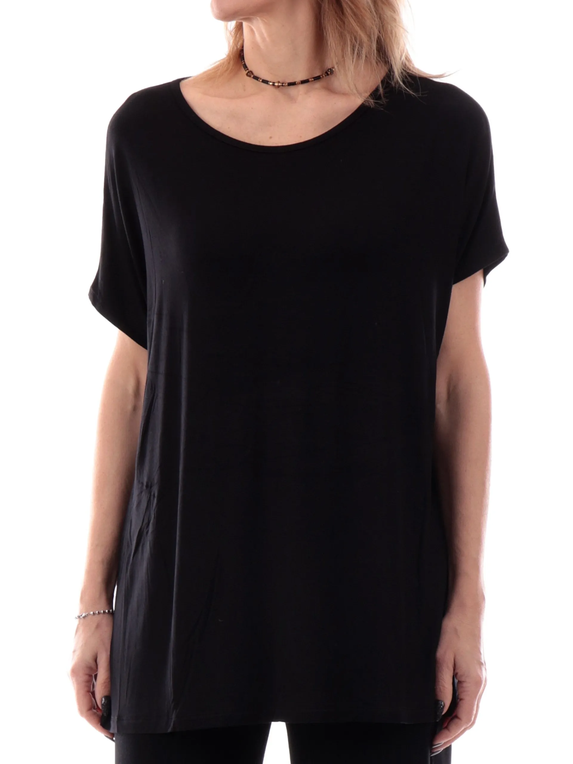ANIS Maglie*Maglia nera girocollo da donna vestibilità morbida 251W1346