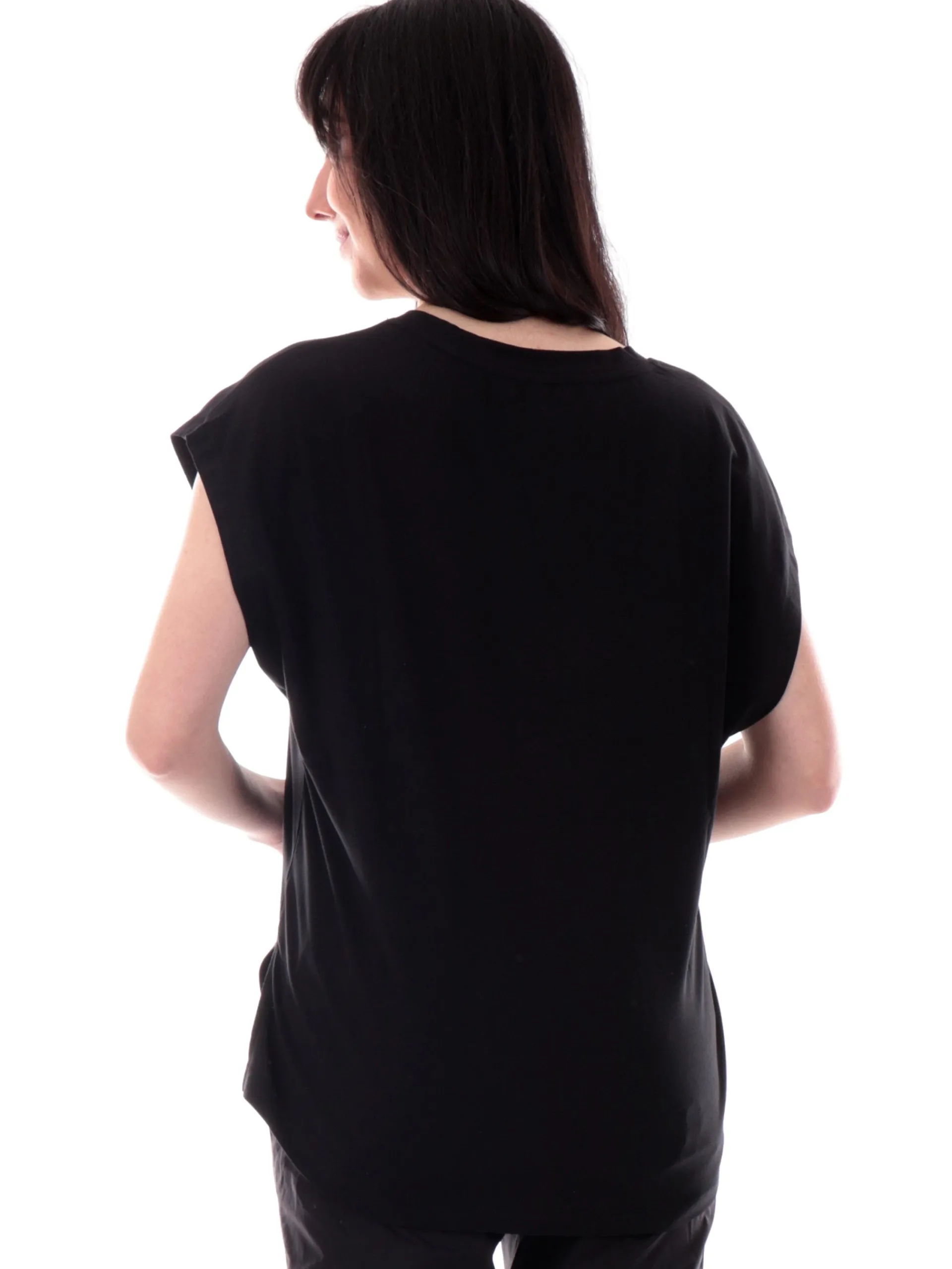ANIS Maglie*Maglia nera scollo a V da donna maniche aletta 251C1113