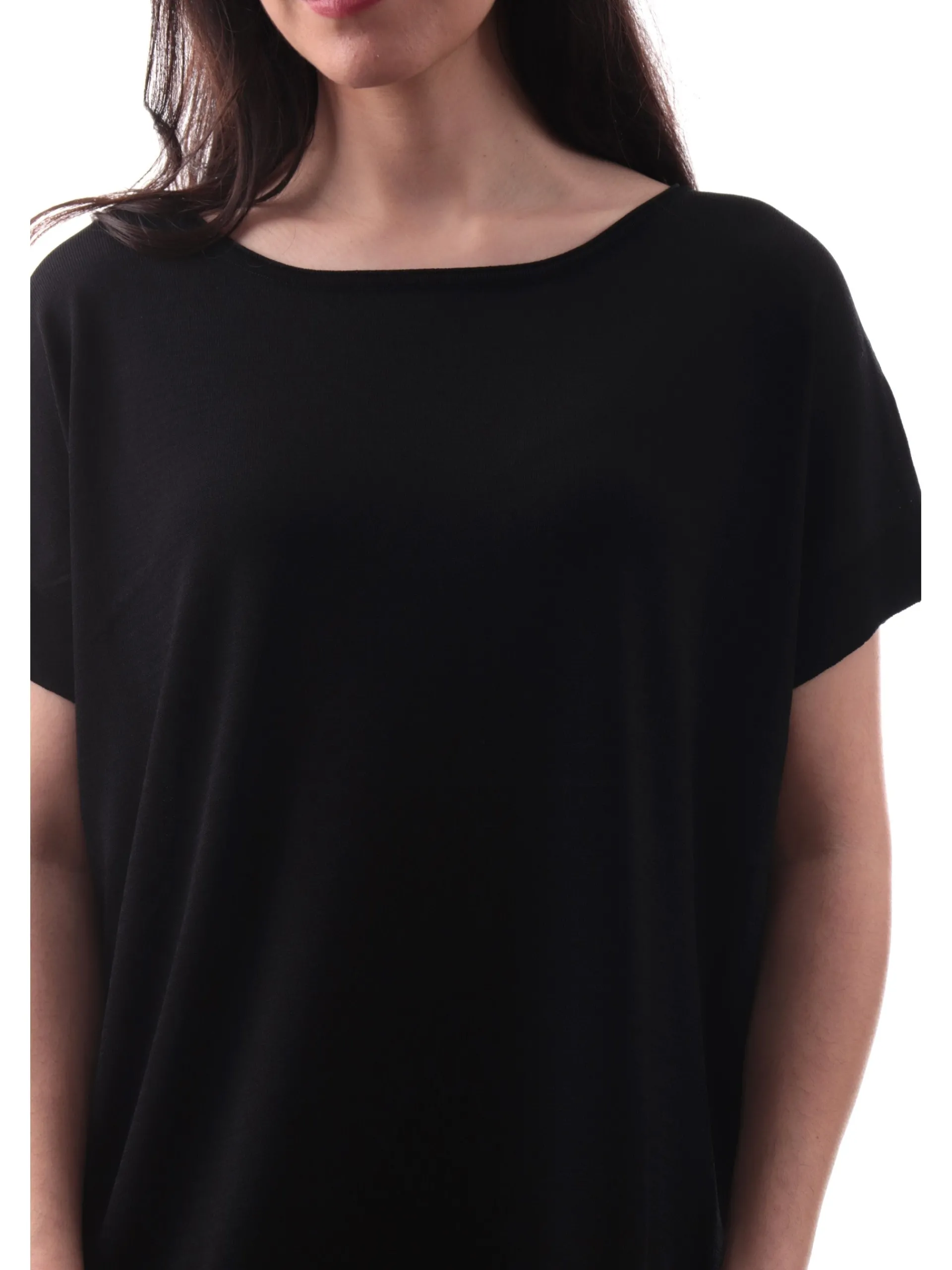 ANIS Maglie*Maglia nera scollo a barca da donna maniche kimono 251W6090