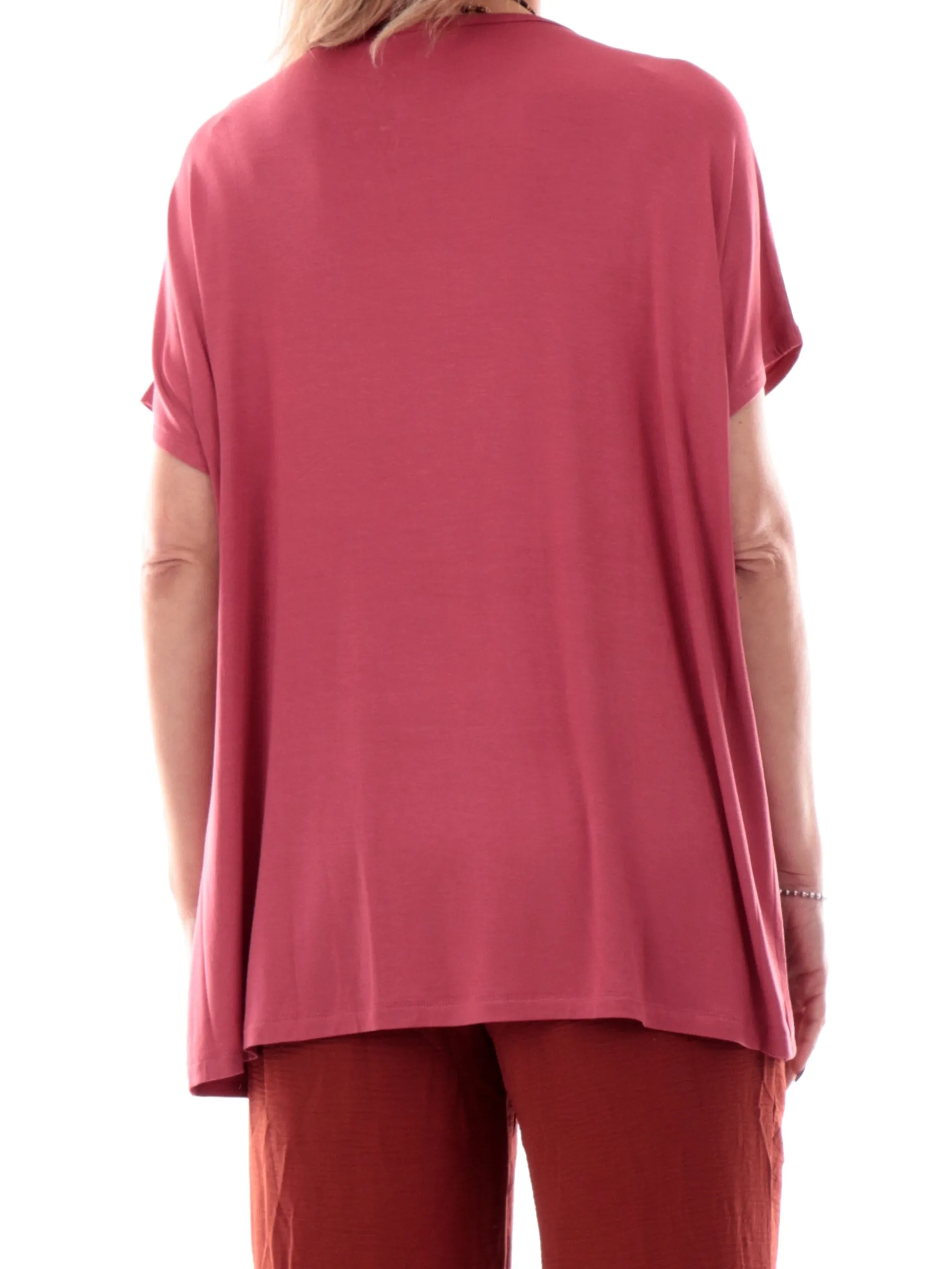 ANIS Maglie*Maglia rosa girocollo da donna vestibilità morbida 251W1346
