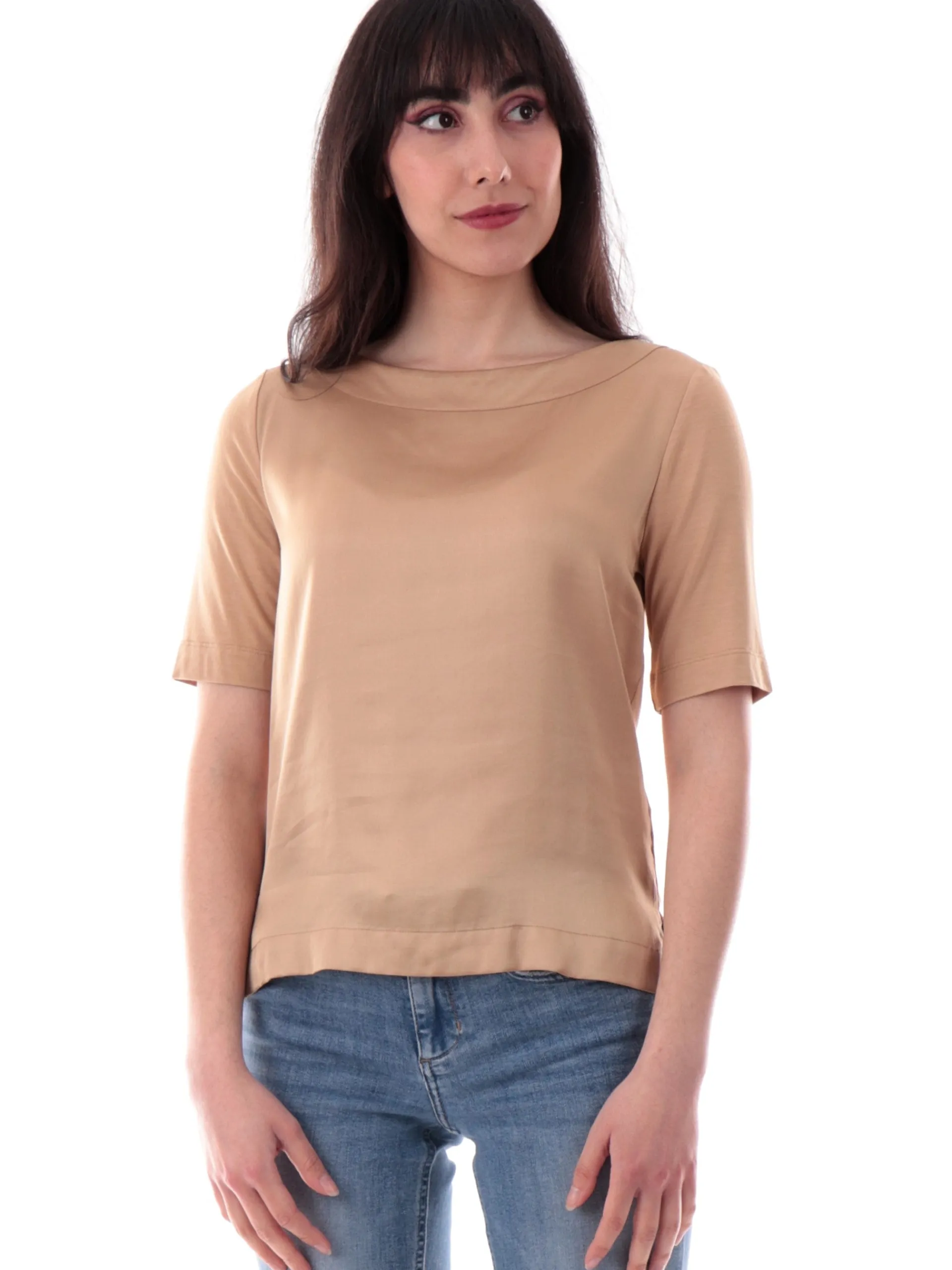 ANIS Maglie*Maglia scollo a barca oro da donna maniche corte 251C1044