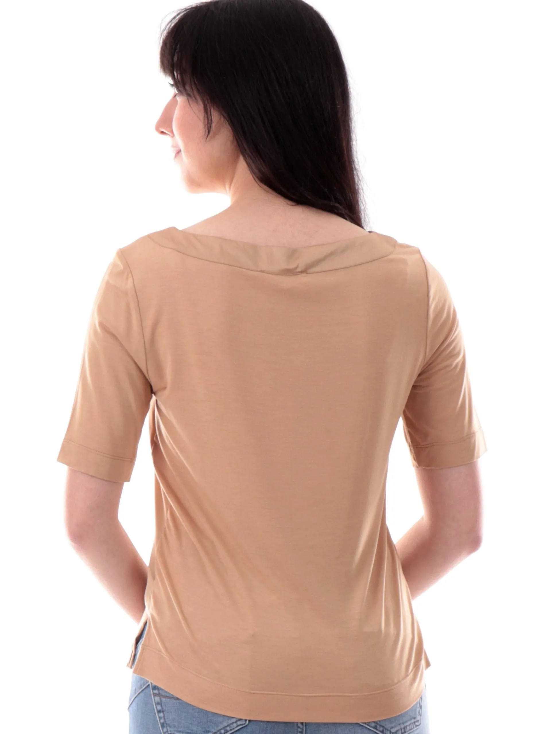 ANIS Maglie*Maglia scollo a barca oro da donna maniche corte 251C1044