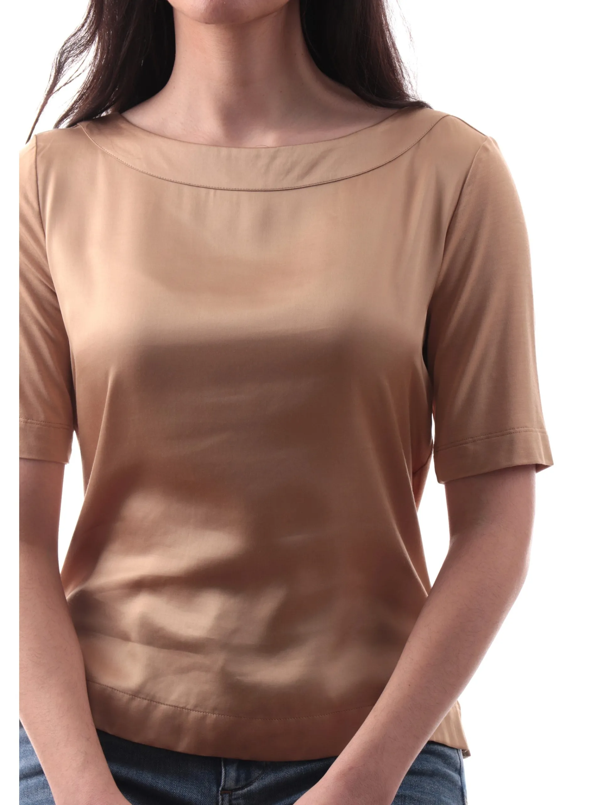 ANIS Maglie*Maglia scollo a barca oro da donna maniche corte 251C1044