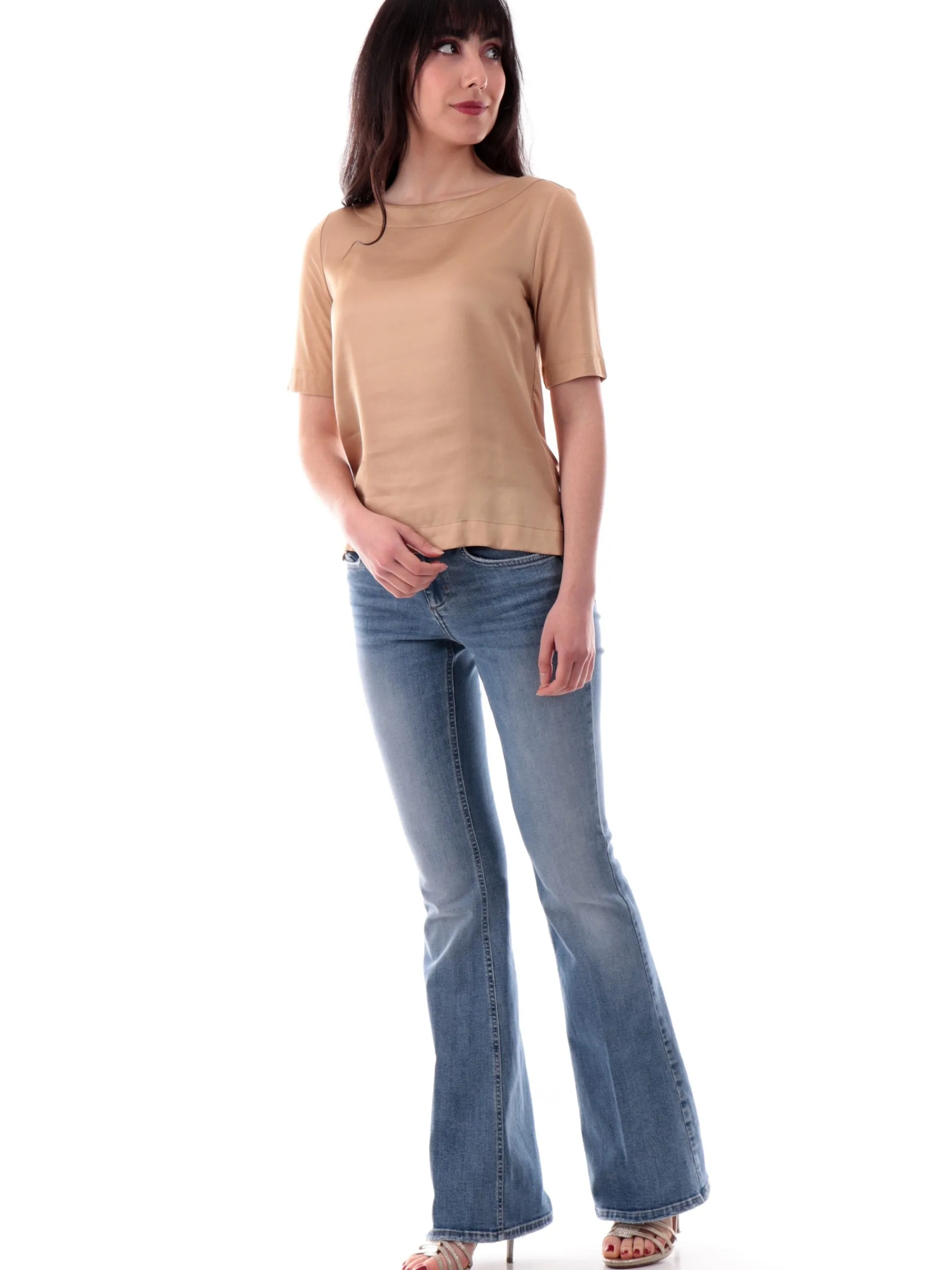 ANIS Maglie*Maglia scollo a barca oro da donna maniche corte 251C1044