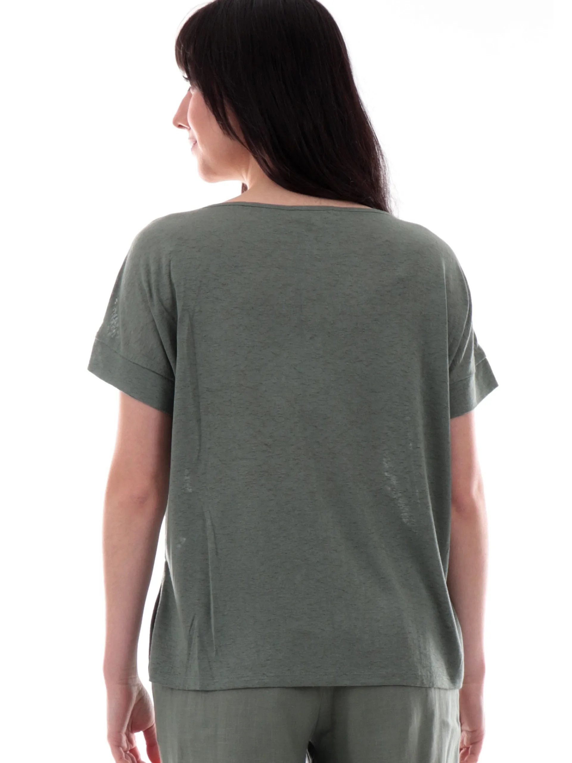 ANIS Maglie*Maglia verde collo ampio da donna maniche kimono 251C1492