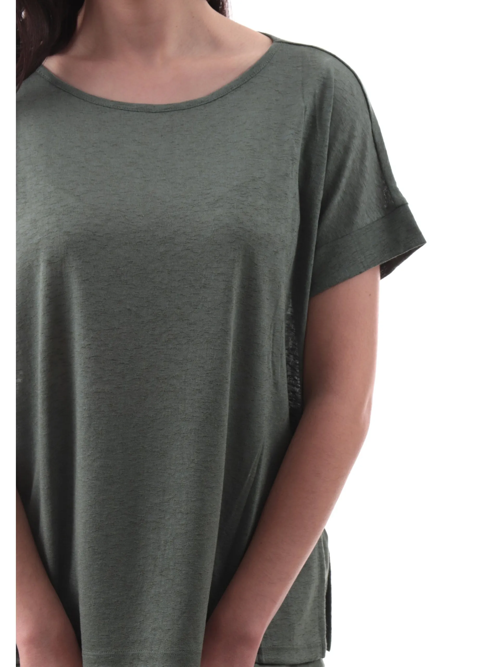 ANIS Maglie*Maglia verde collo ampio da donna maniche kimono 251C1492