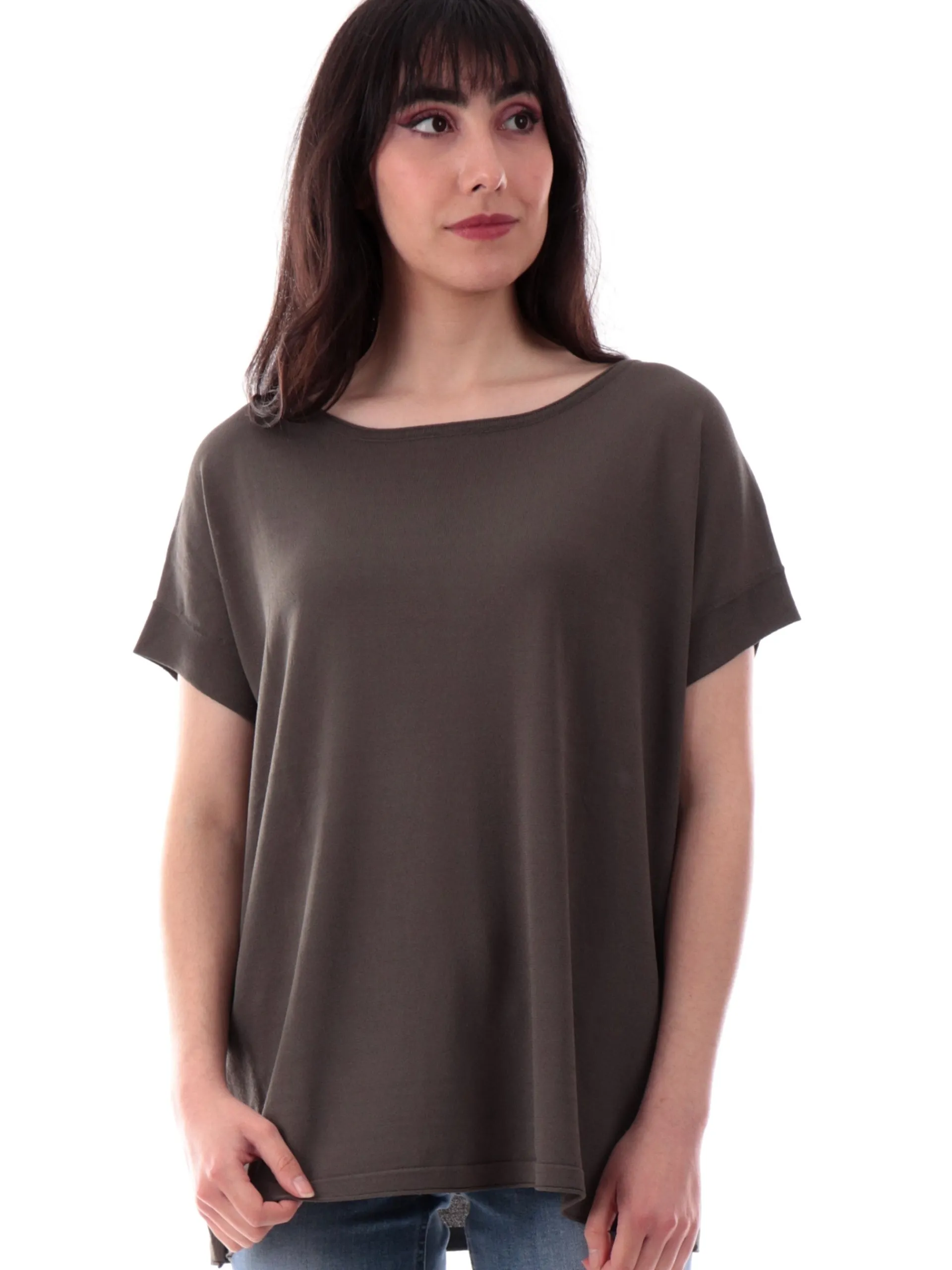 ANIS Maglie*Maglia verde scollo a barca da donna maniche kimono 251W6090