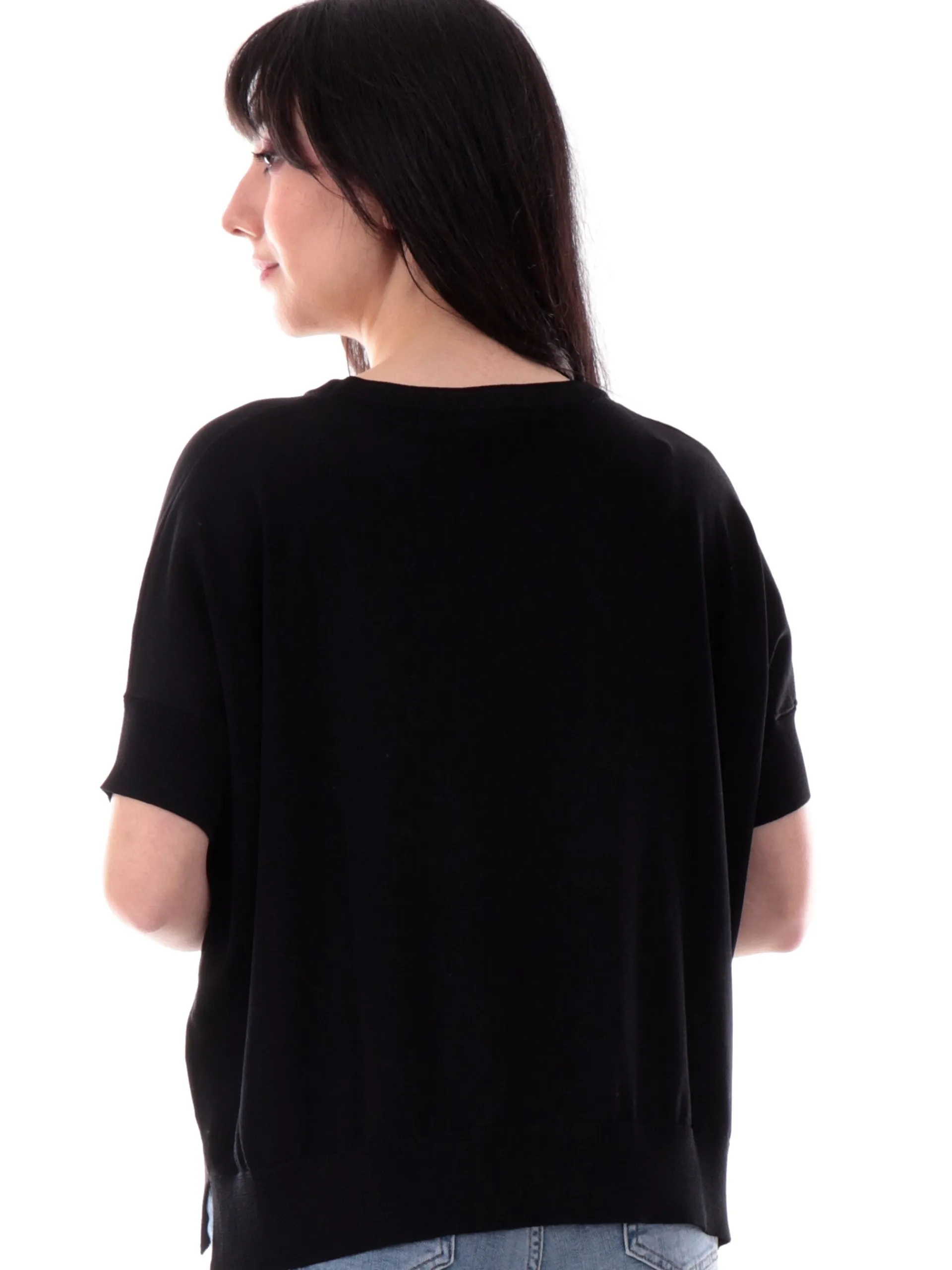 ANIS Maglie*Maglia White nera da donna in filo morbida 251W6102