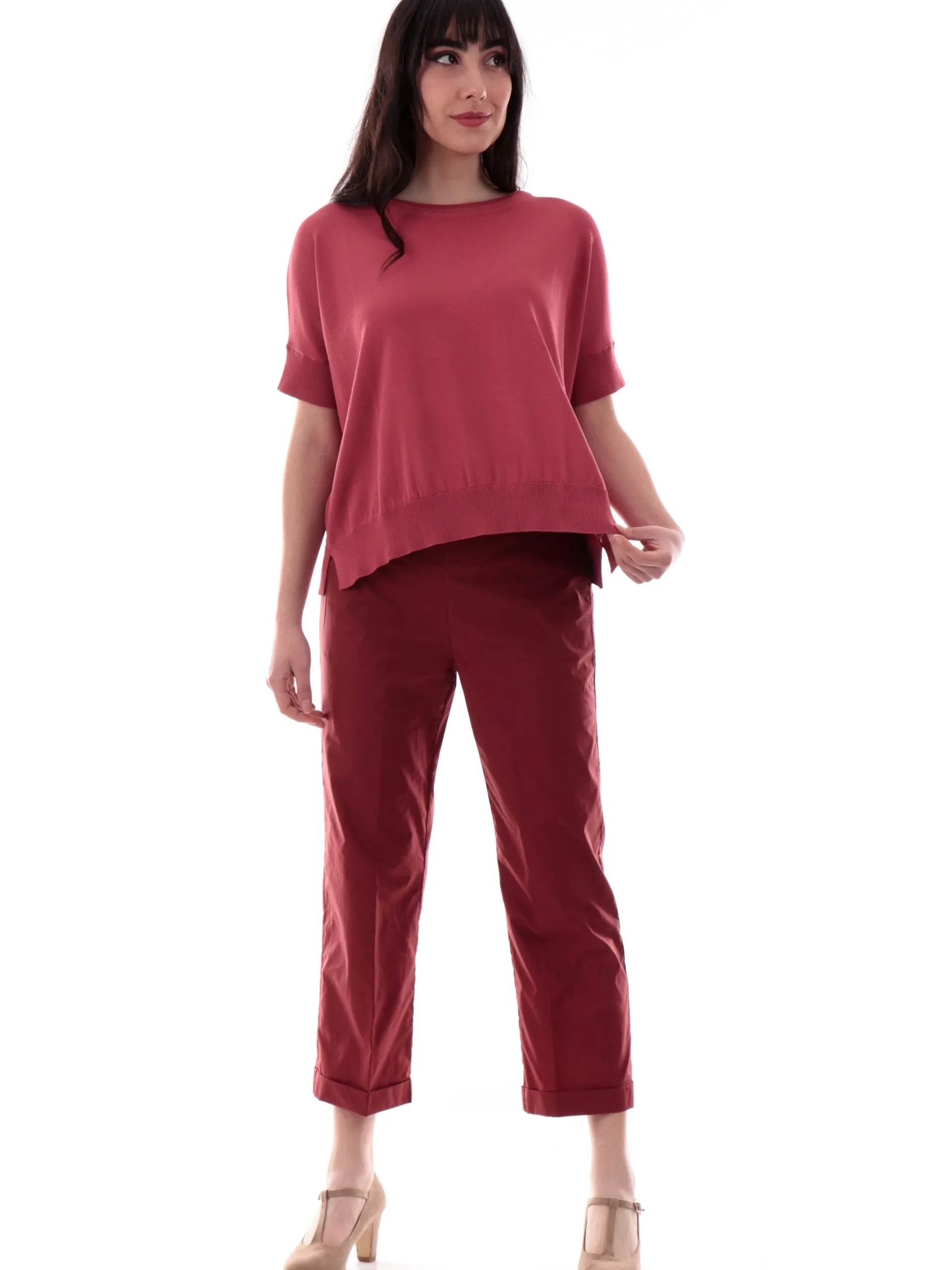 ANIS Maglie*Maglia White rosa da donna in filo morbida 251W6102 166