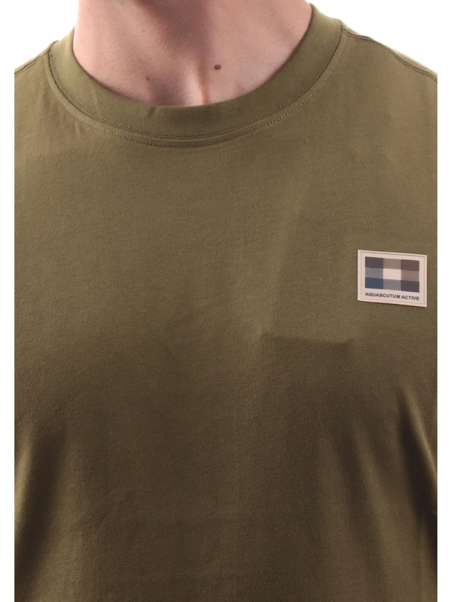AQUASCUTUM T-Shirt*Maglia verde da uomo logo gommato lato cuore AAB005TS009 ARMYGREEN