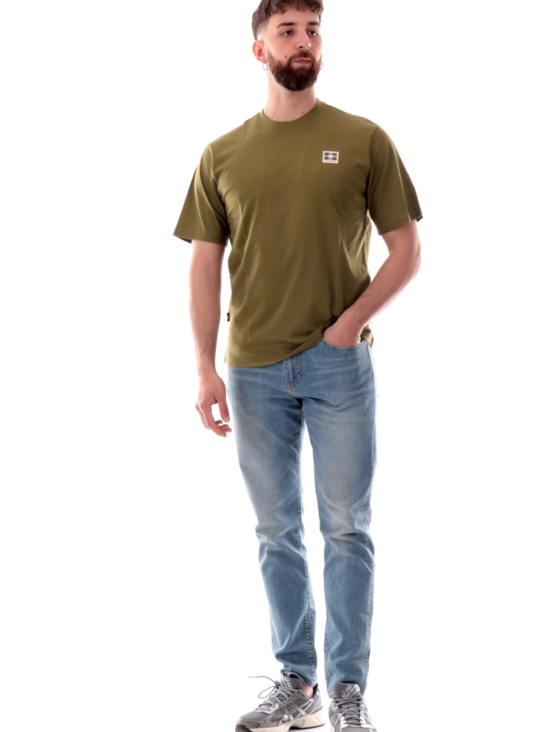 AQUASCUTUM T-Shirt*Maglia verde da uomo logo gommato lato cuore AAB005TS009 ARMYGREEN