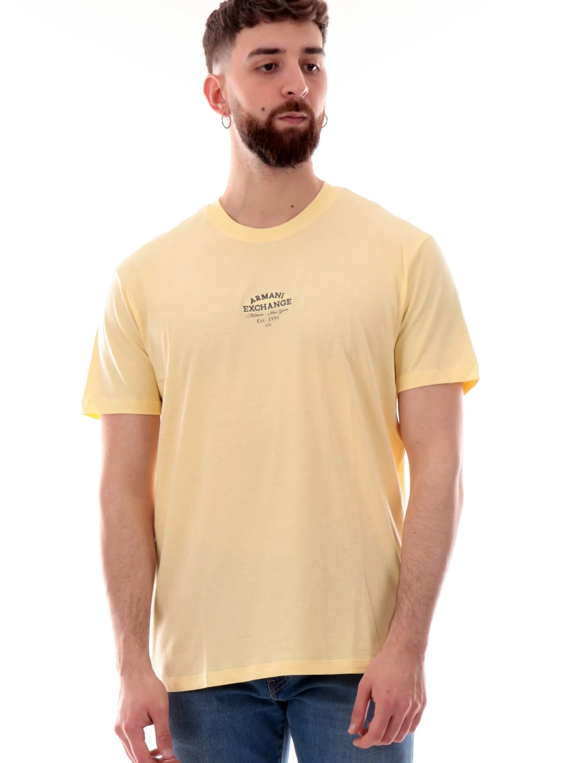 ARMANI EXCHANGE T-Shirt*Maglia AX gialla da uomo logo Armani ricamato XM000761AF12308