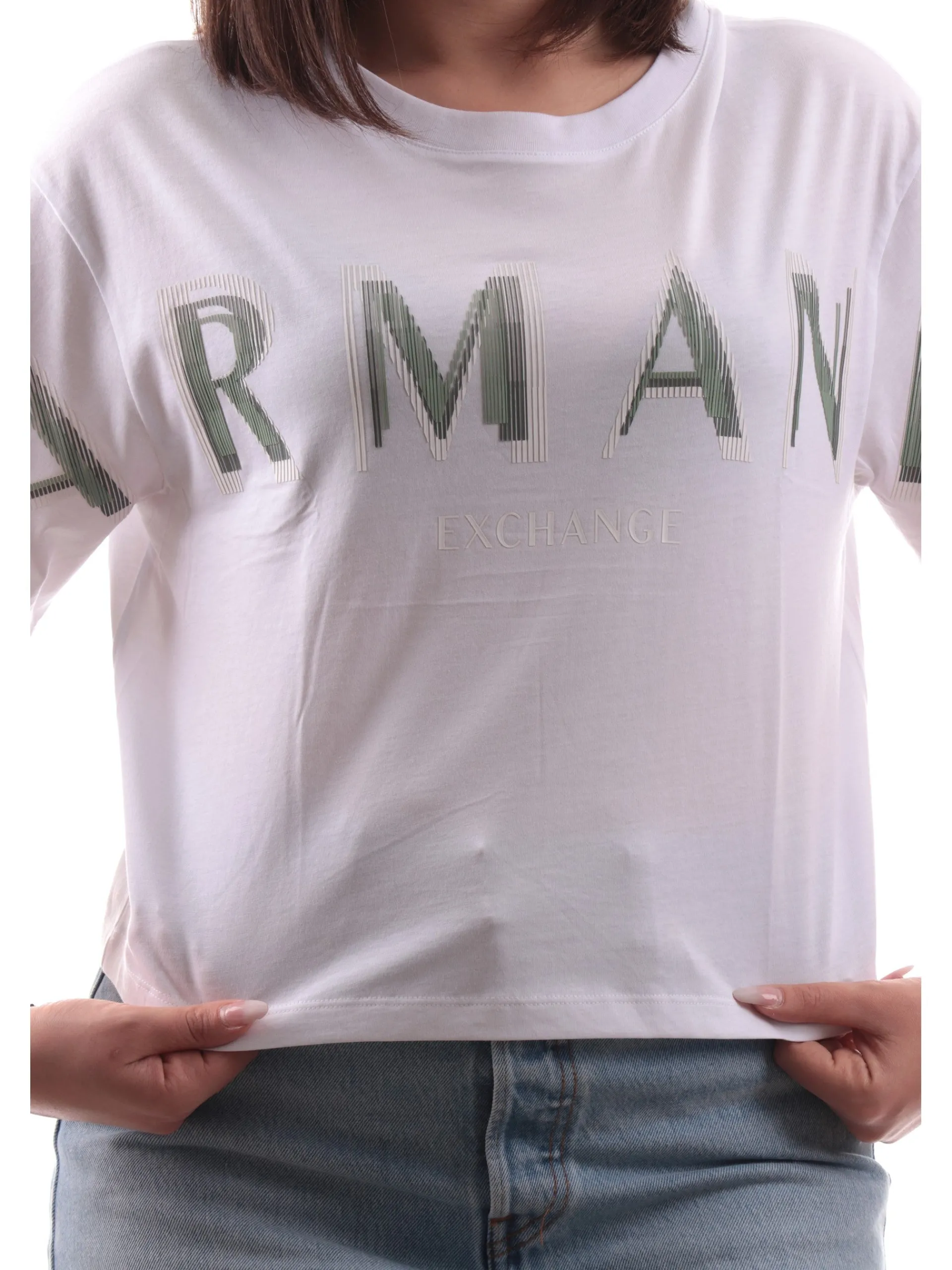ARMANI EXCHANGE T-Shirt*Maglia AX bianca girocollo da donna con stampa Armani XW000520AF10359 U0002