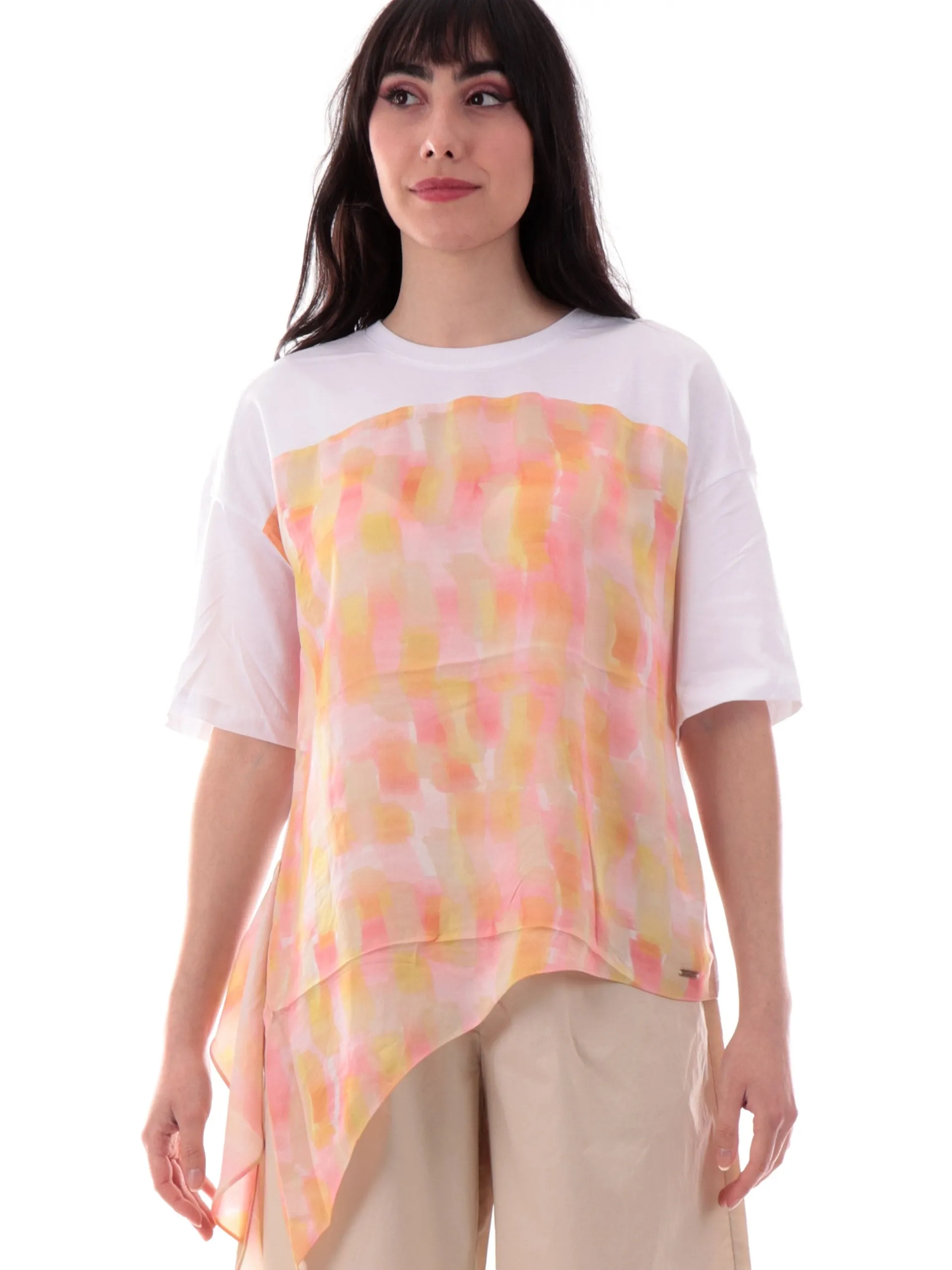 ARMANI EXCHANGE Maglie*Maglia AX bianca da donna in doppio tessuto