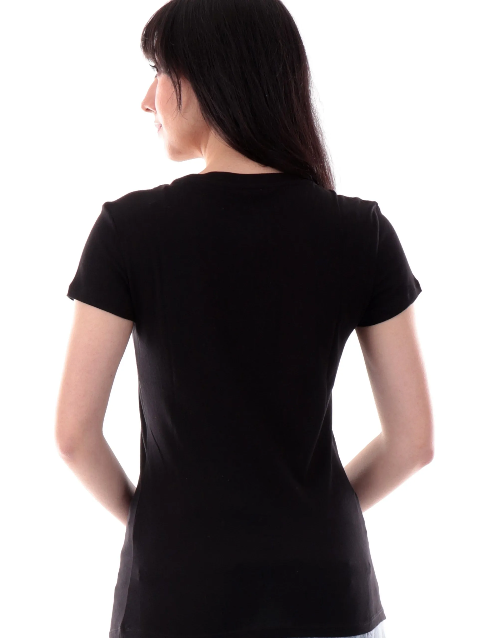ARMANI EXCHANGE T-Shirt*Maglia AX nera da donna logo Armani sul davanti 8NYTABYJG3Z