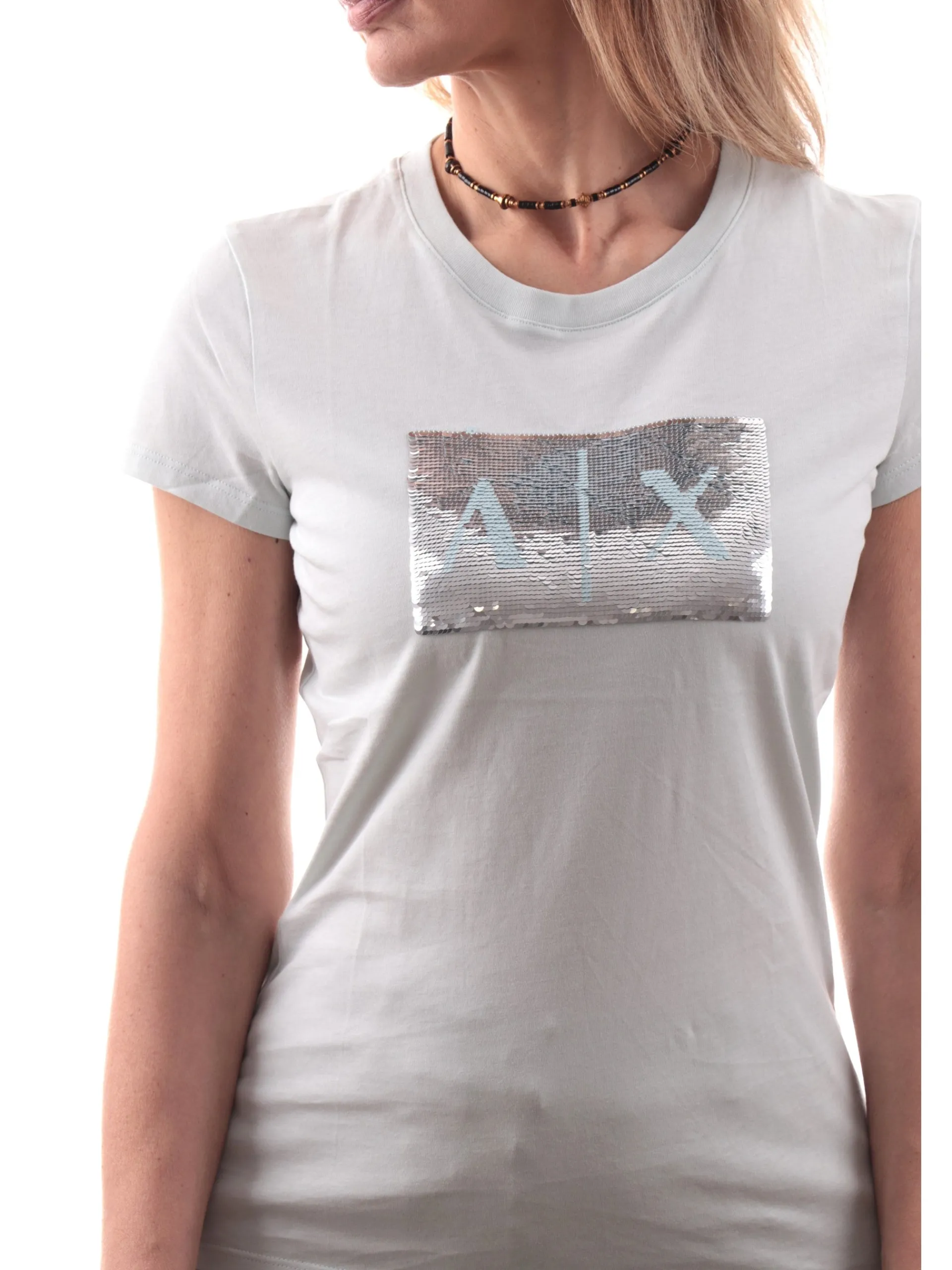 ARMANI EXCHANGE T-Shirt*Maglia AX con paillettes verde da donna 8NYTDLYJ73Z