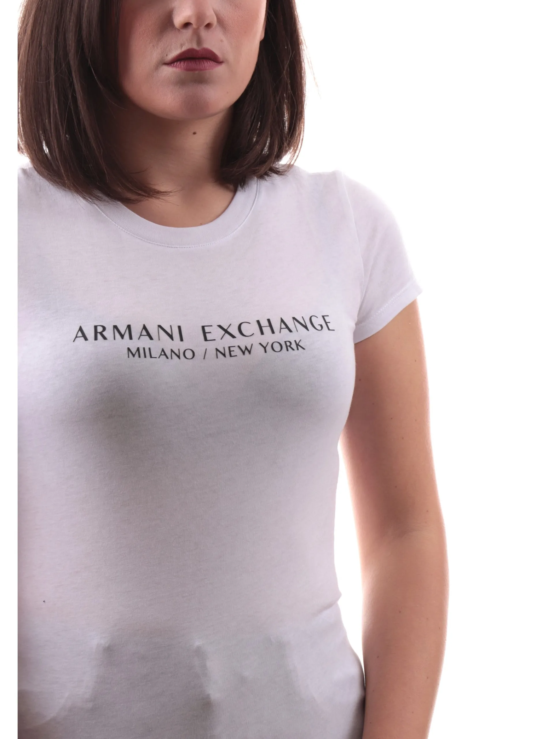 ARMANI EXCHANGE T-Shirt*Maglia AX bianca da donna logo Armani sul davanti 8NYTABYJG3Z