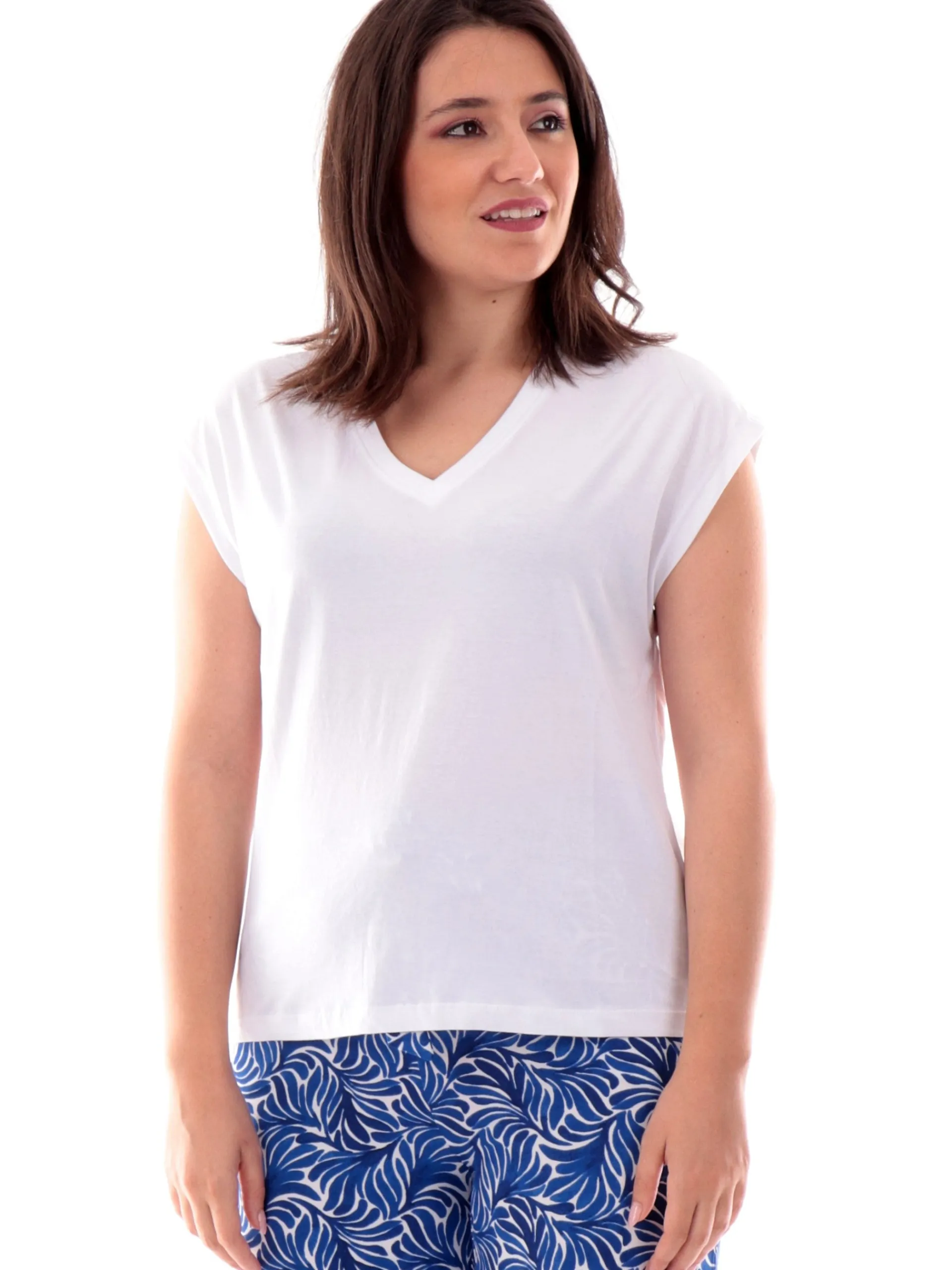 TIFFOSI T-Shirt*Maglia bianca scollo a V basic tee Charlize donna 10059233001