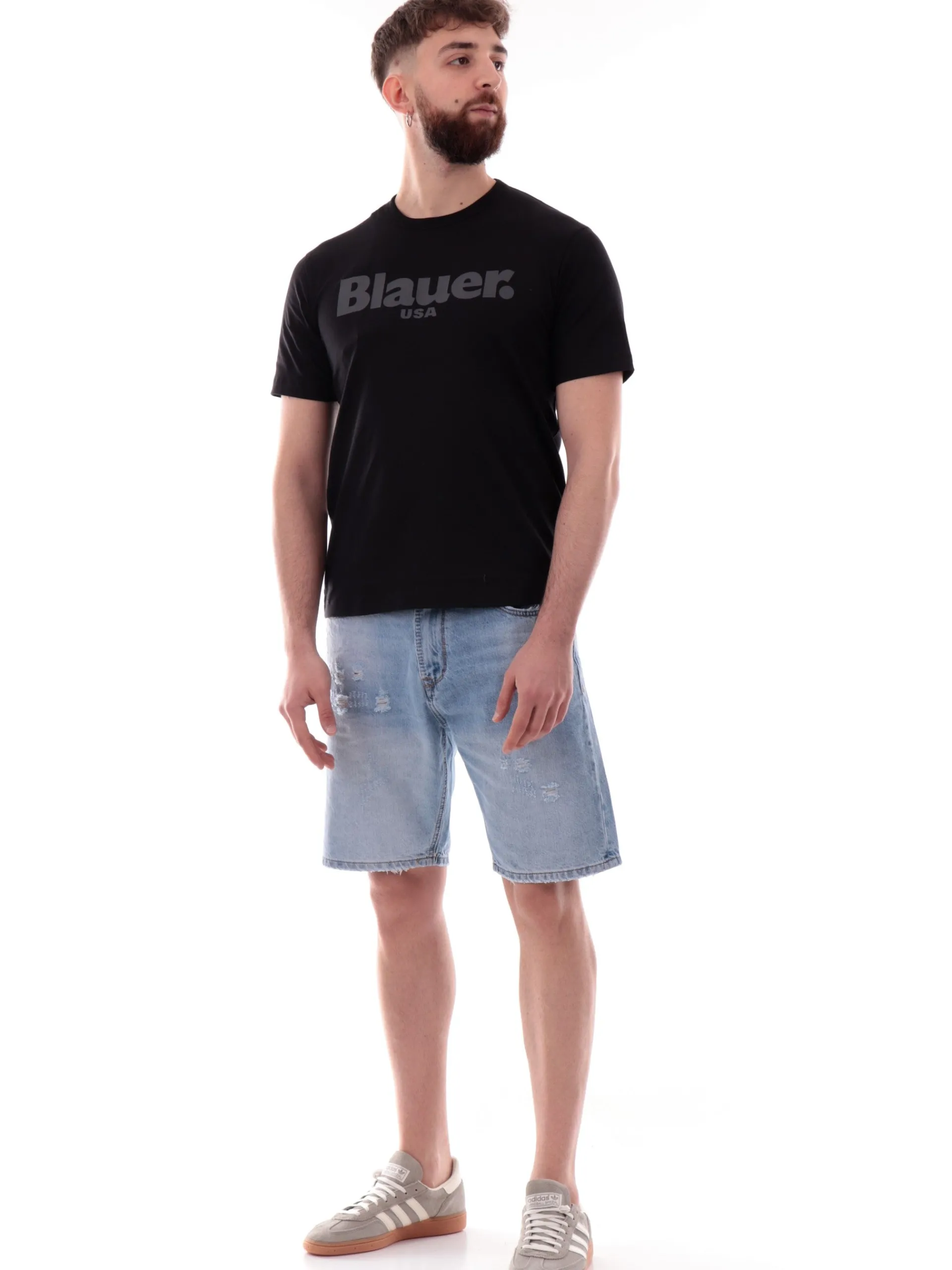 BLAUER T-Shirt*Maglia nera da uomo Bourne maxi logo H02191004547