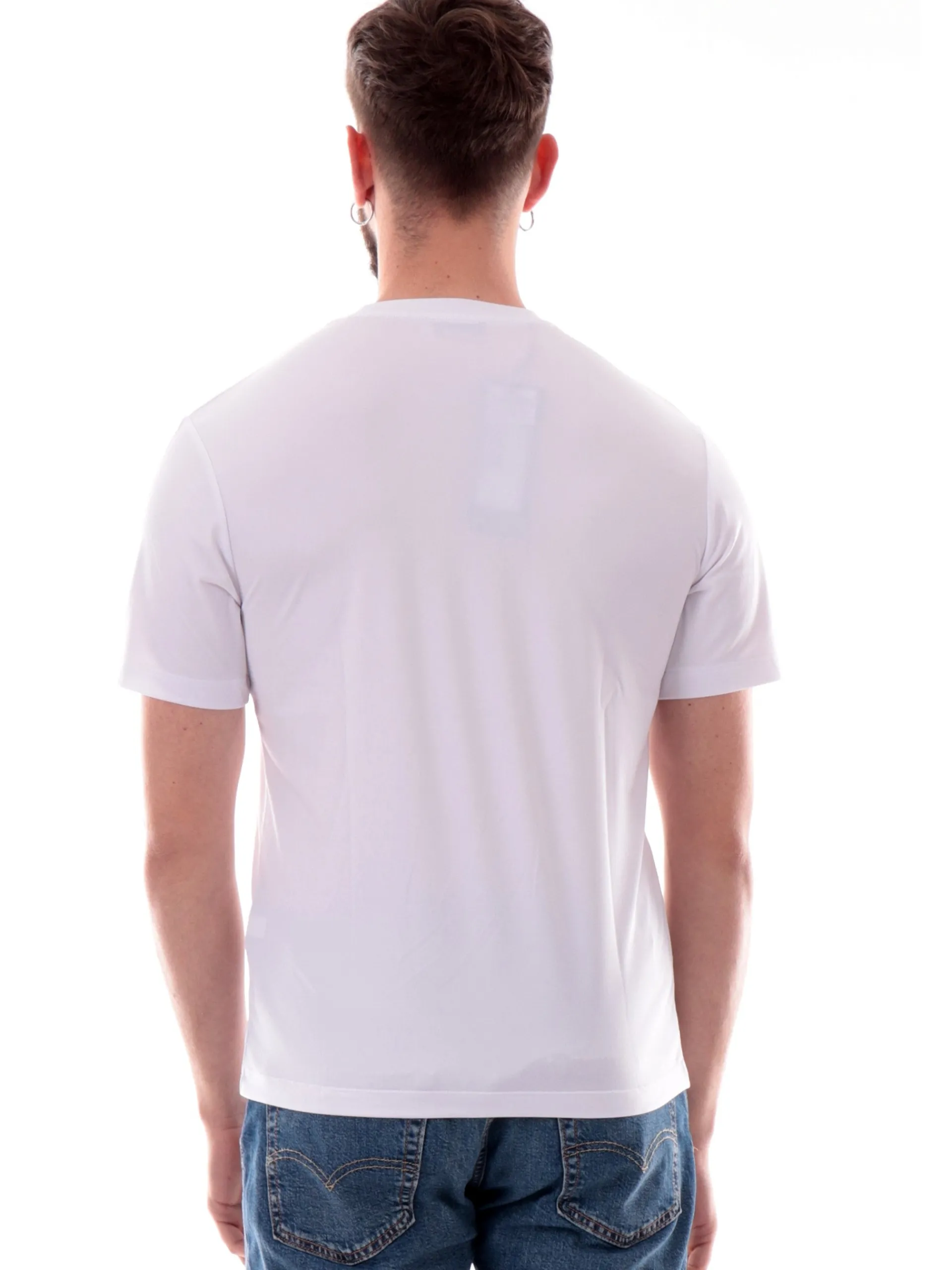 BLAUER T-Shirt*Maglia uomo bianca tessuto tecnico strech logo patch gommato H02109006526
